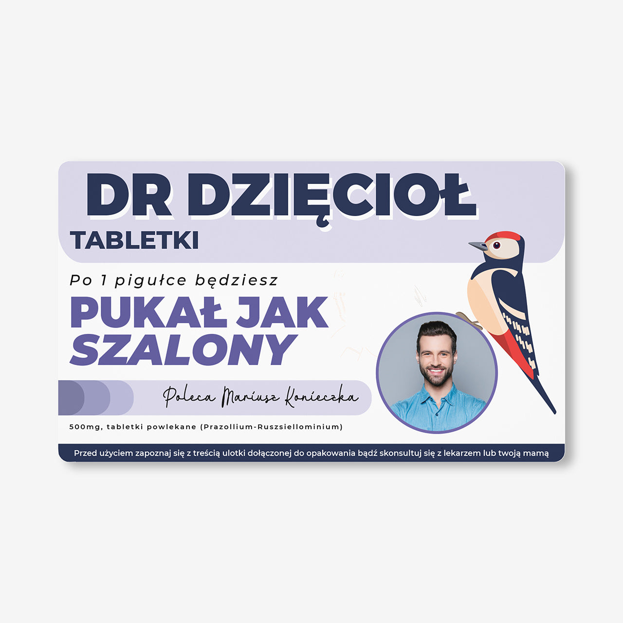 Pojemnik na cukierki z personalizowaną etykietą - Dzięcioł - upominek dla kolegi prezent dla kolegi 