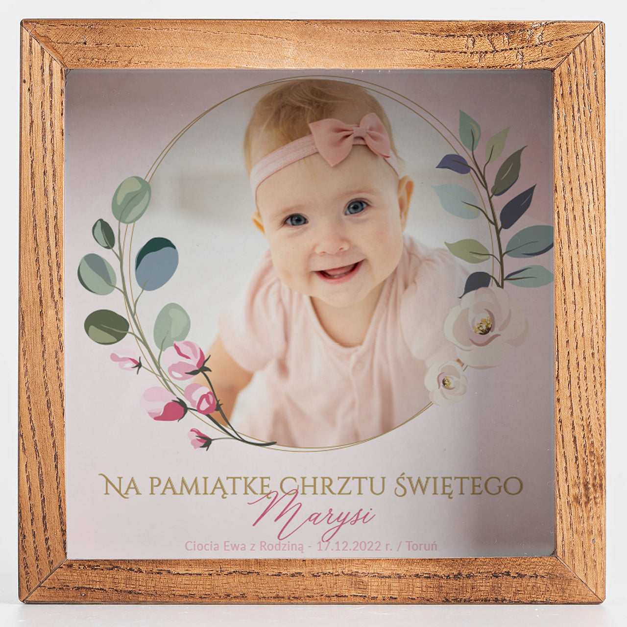 Skarbonka ze zdjęciem na Chrzest dla dziewczynki prezent na chrzest dla dziewczynki