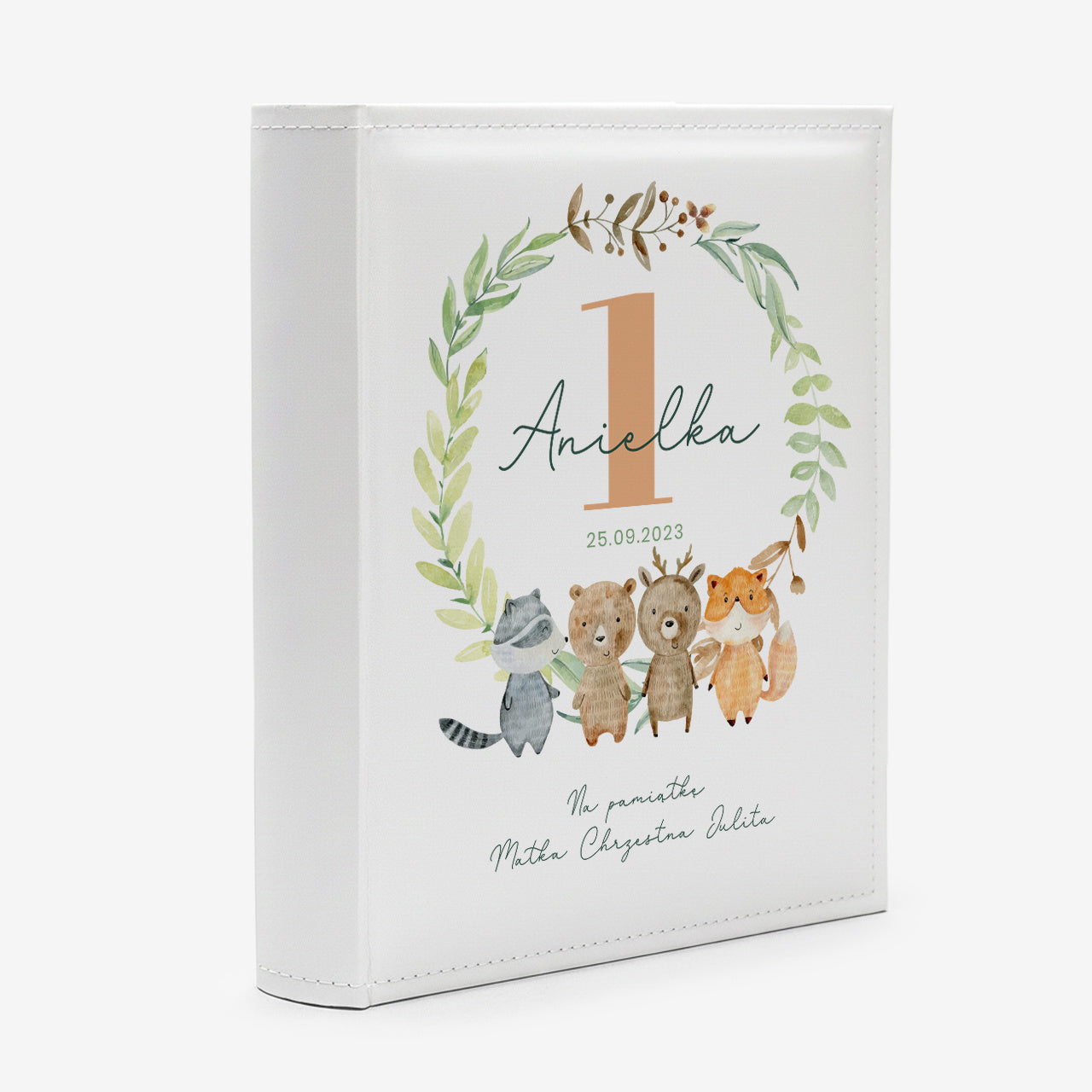 Album do zdjęć dla dziecka na roczek - leśne zwierzątka