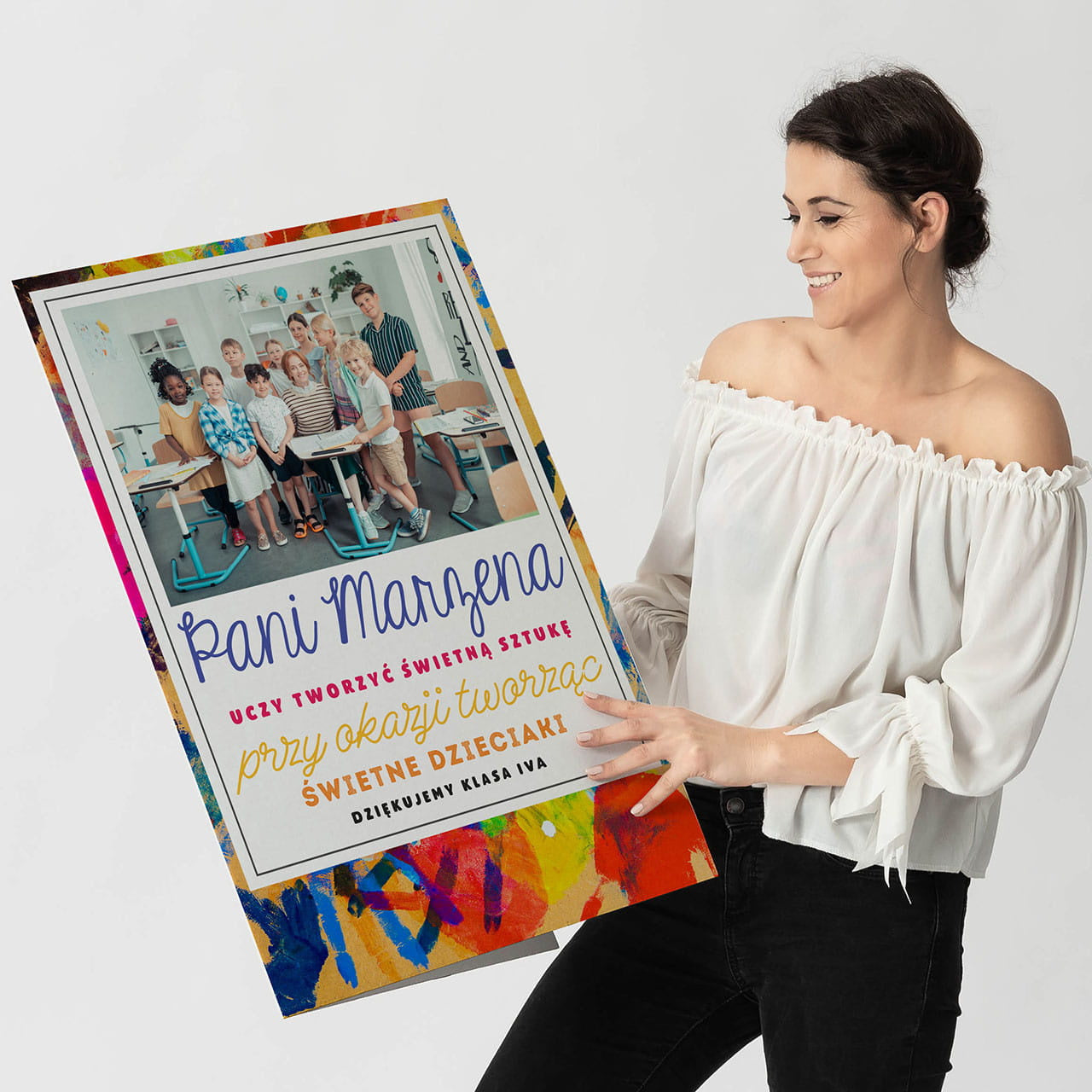 Duża kartka dla nauczyciela plastyki prezent na dzień nauczyciela kartka na dzień nauczyciela prezent dla plastyka