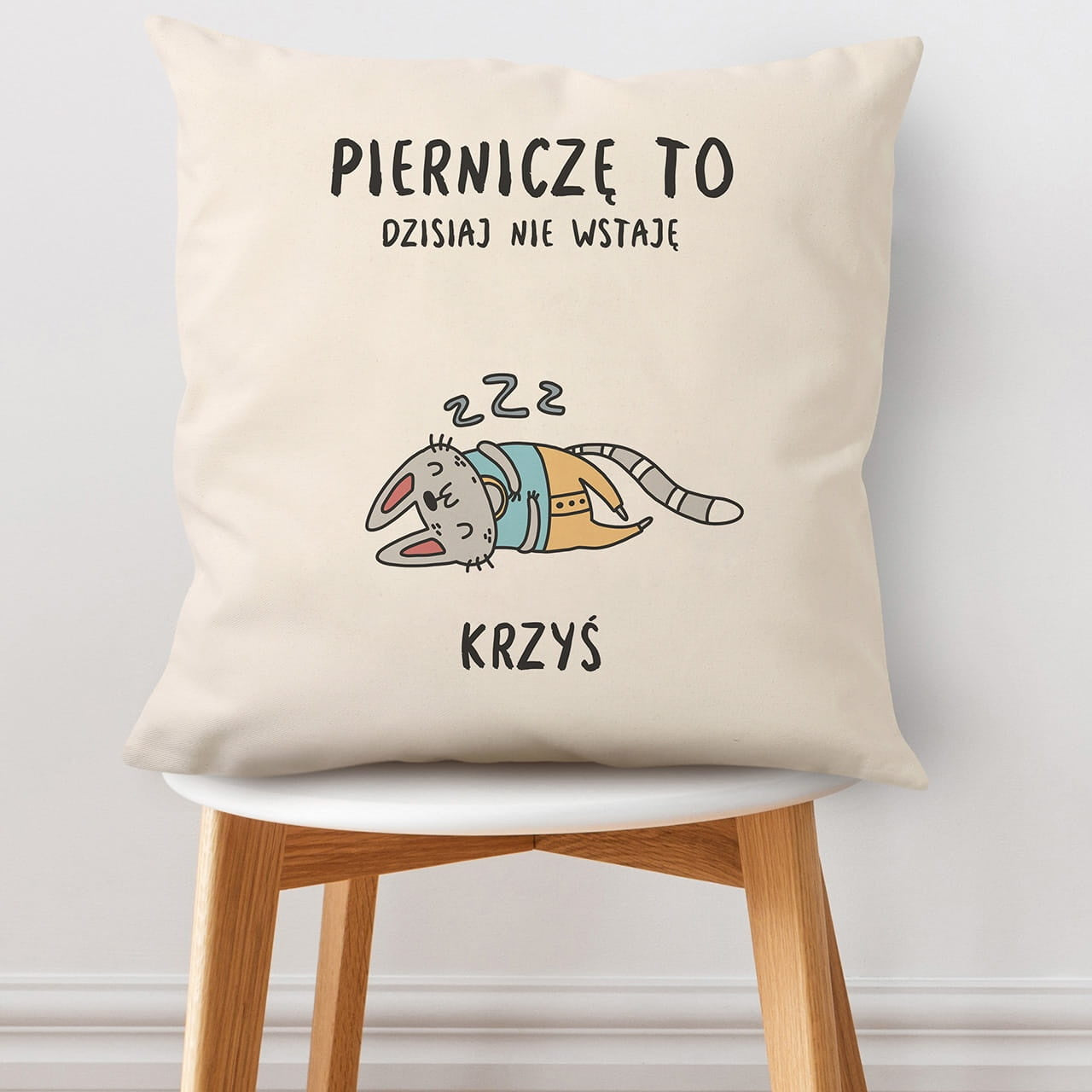 Śmieszna poduszka na prezent dla śpiocha