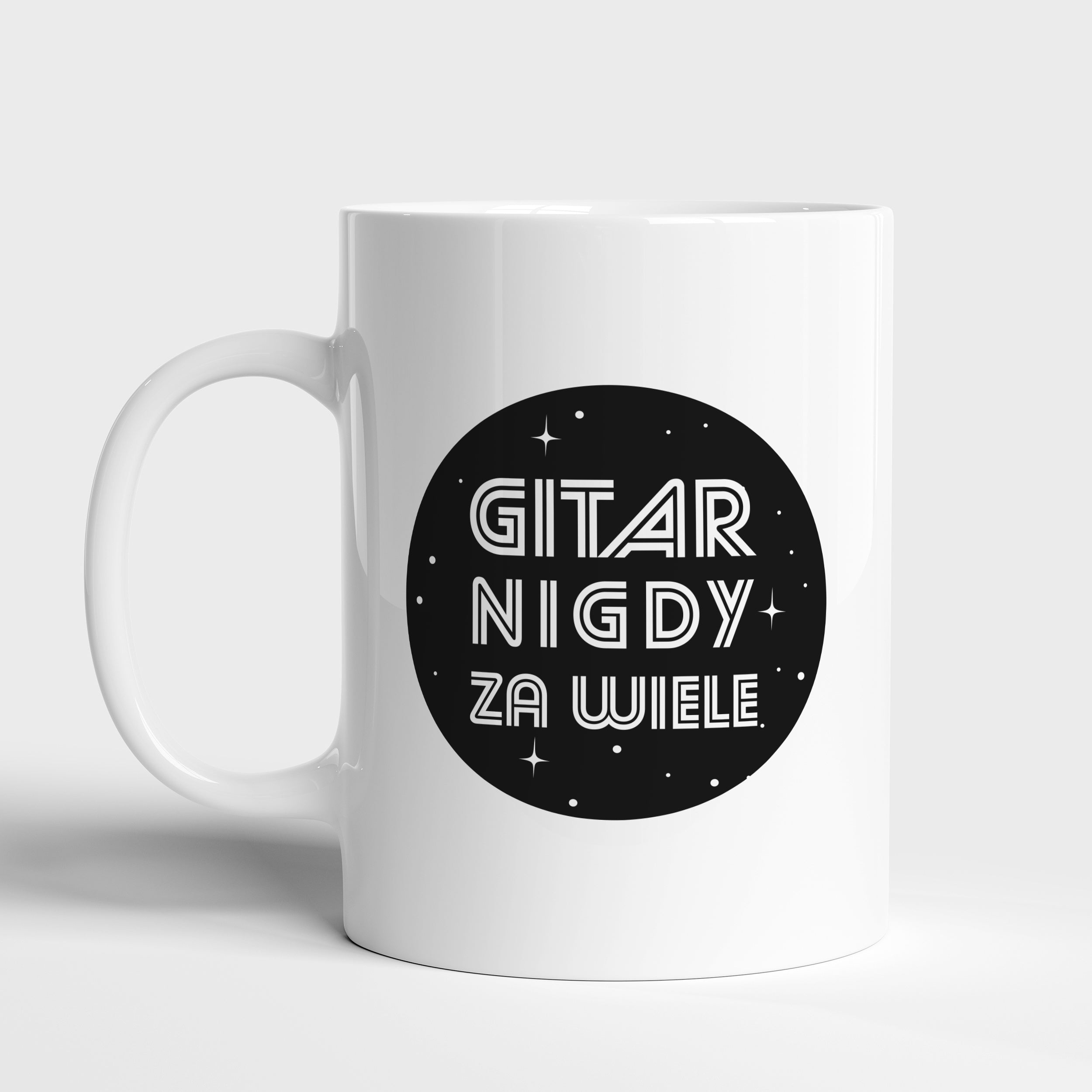 Kubek dla gitarzysty - Gitar Nigdy Za Wiele personalizowany kubek prezent dla gitarzysty prezent dla muzyka