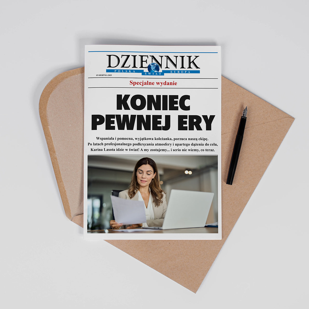 Kartka ze zdjęciem - kartka na odejście z pracy personalizowana kartka dla koleżanki z pracy ze zdjęciem