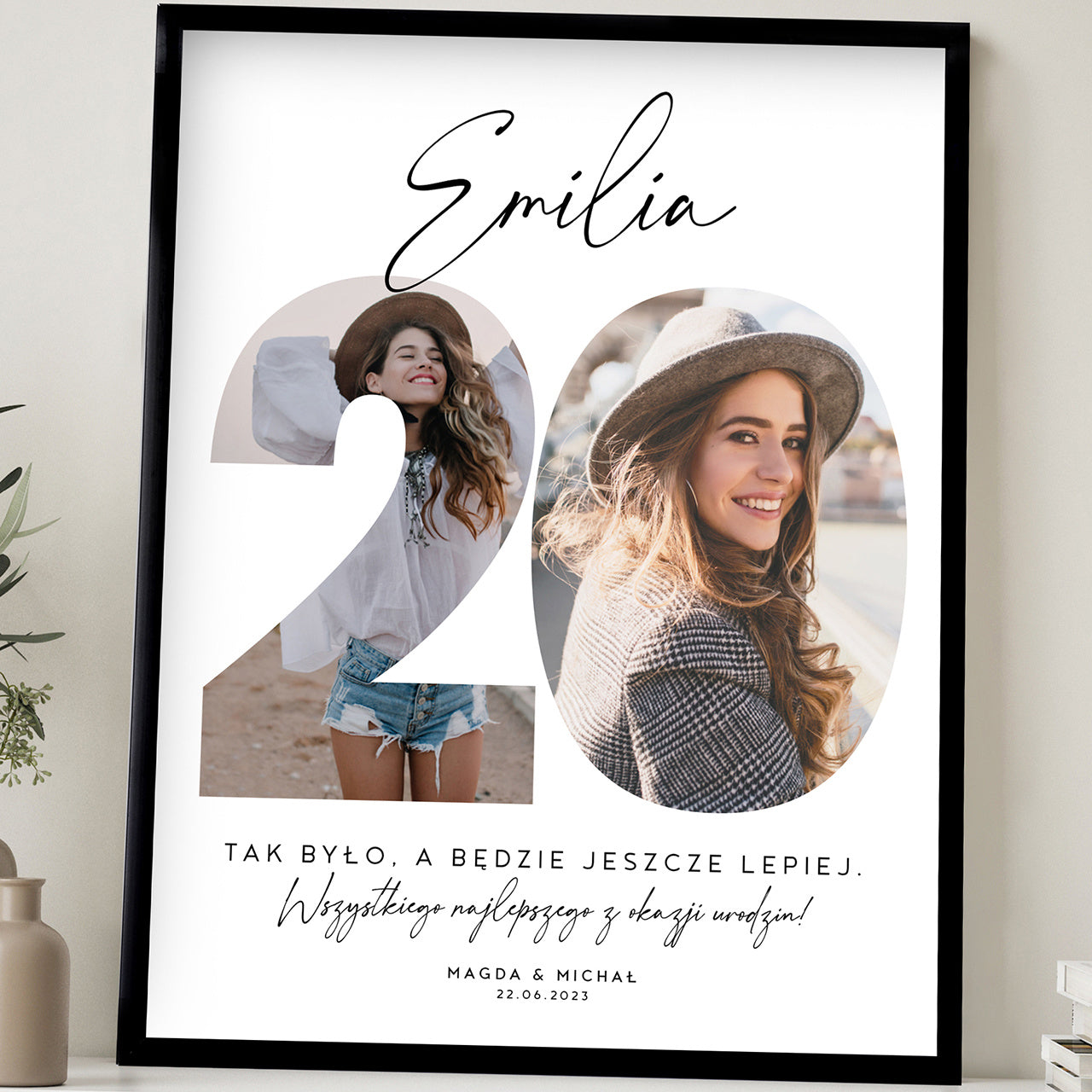 Plakat na 20 urodziny ze zdjęciami