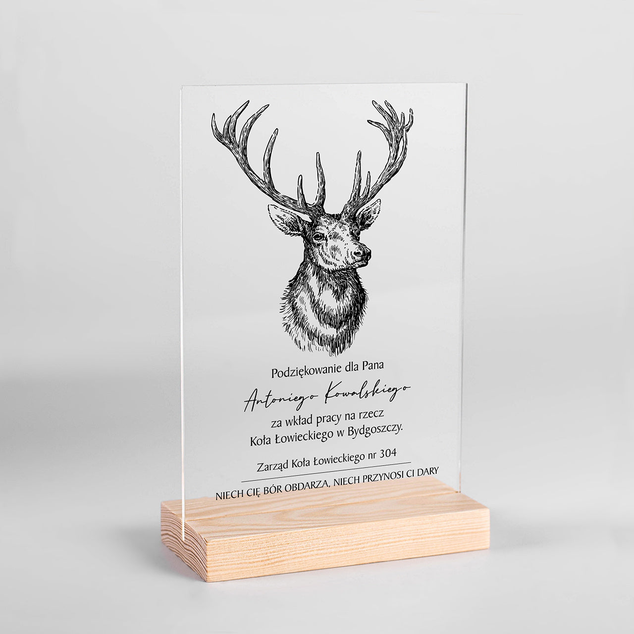 Personalizowana statuetka na podziękowanie dla myśliwego