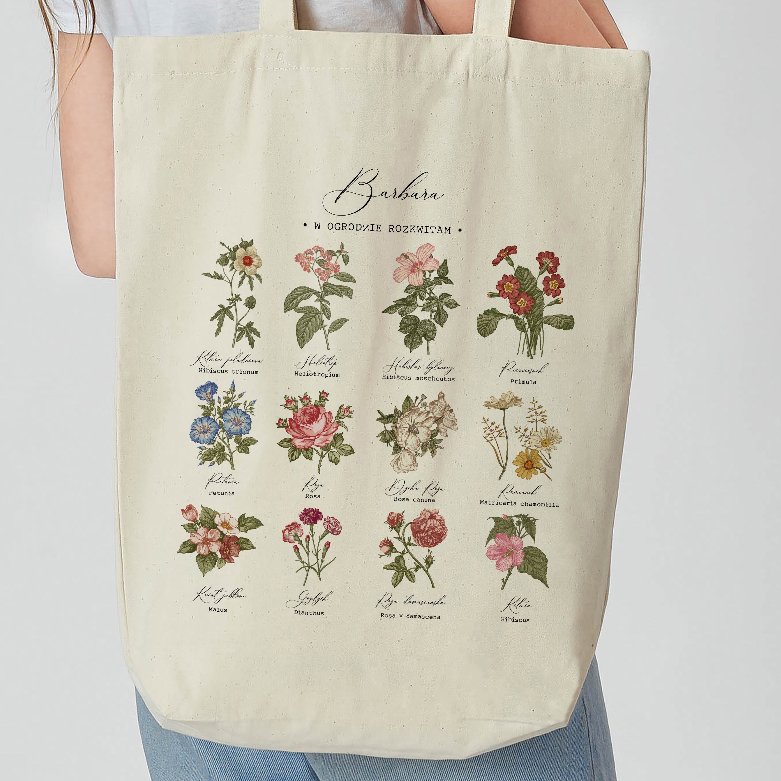Torba w kwiaty na prezent dla ogrodniczki torba bawełniana prezent dla niej