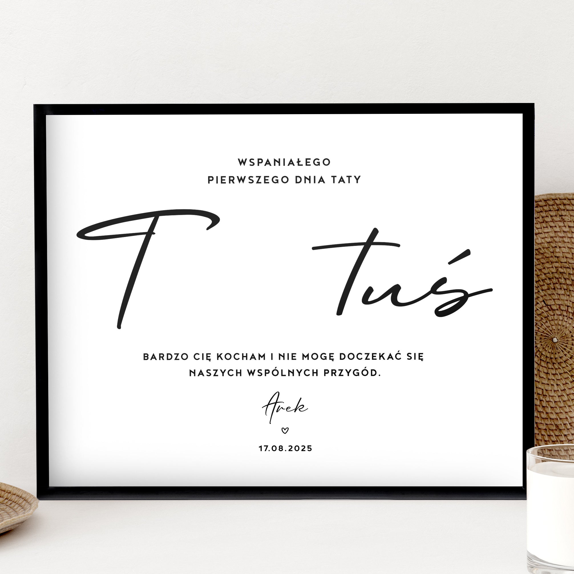 Plakat na pierwszy Dzień Taty z odciskiem dłoni personalizowany plakat dla Taty prezent na Dzień Taty