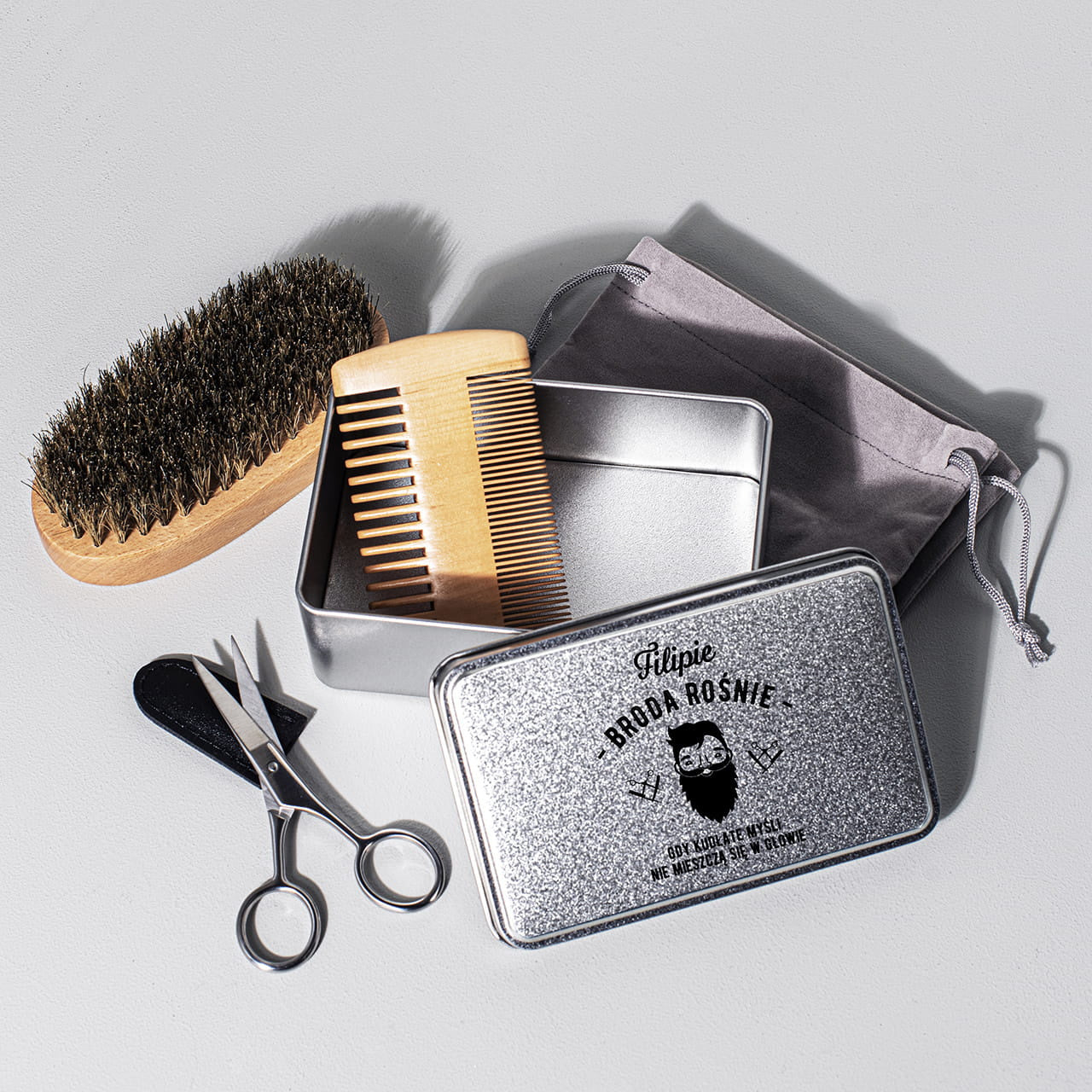 Akcesoria do brody - Kudłate Myśli - prezent dla kolegi prezent dla mężczyzny zestaw do pielęgnacji brody