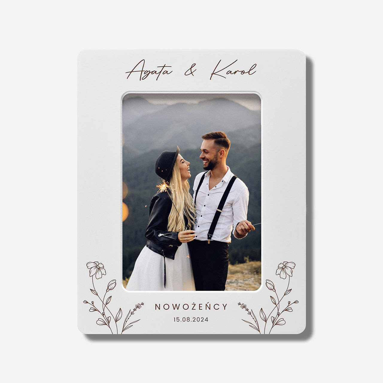Grawerowana ramka ślubna dla Nowożeńców