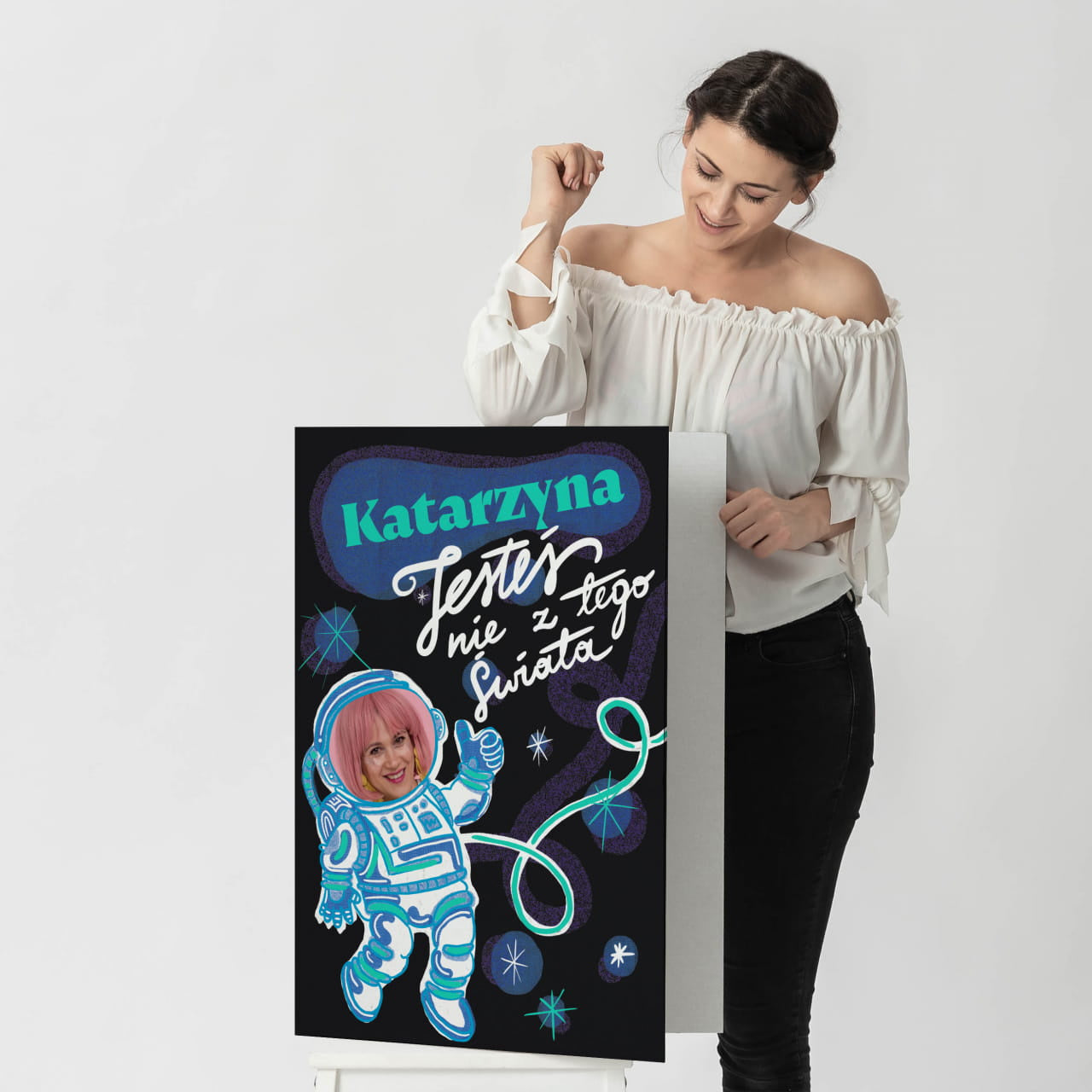 Personalizowana kartka dla dziewczyny - prezent dla miłośnika kosmosu prezent dla dziewczyny kartka personalizowana