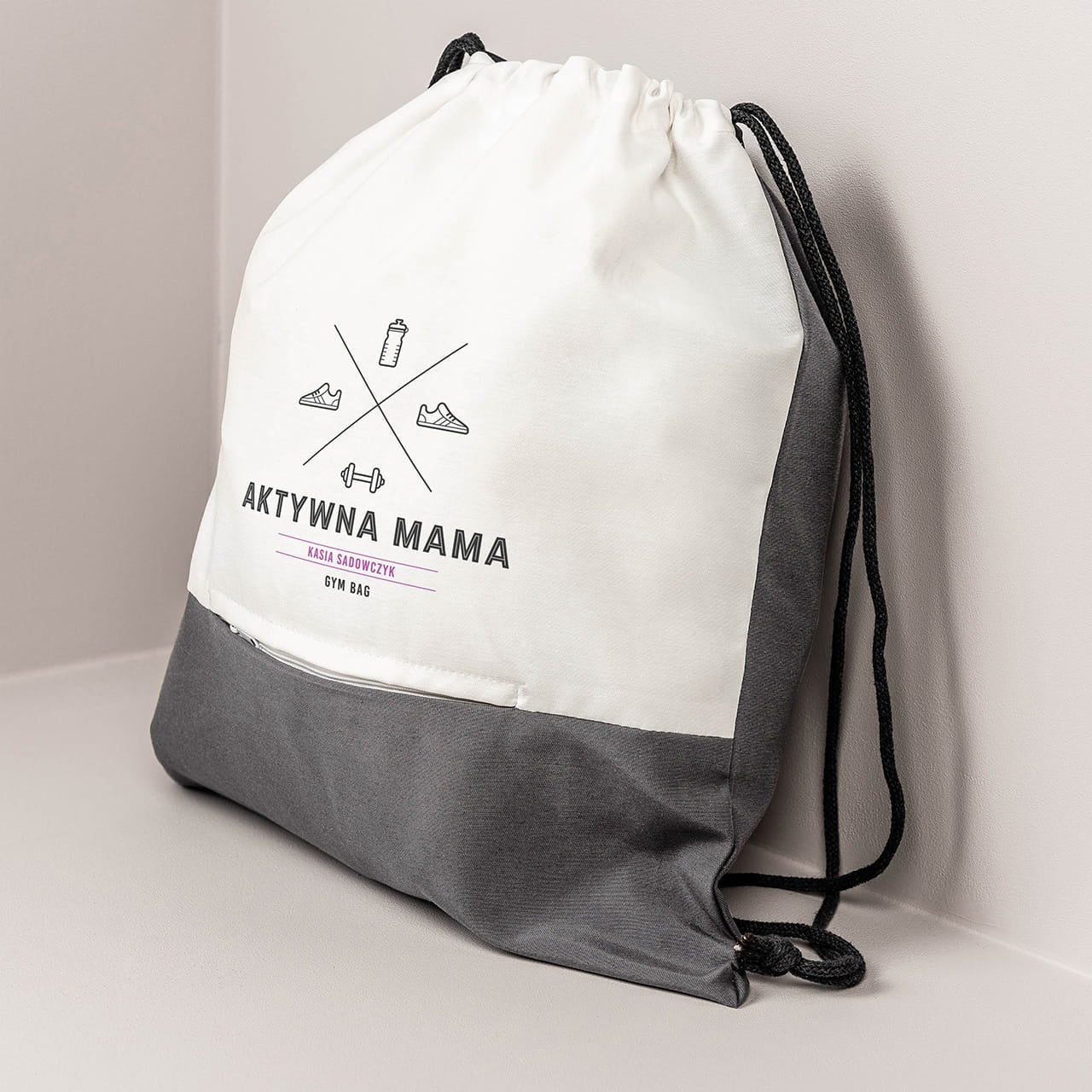 Personalizowany worek na plecy dla młodej mamy - aktywna mama