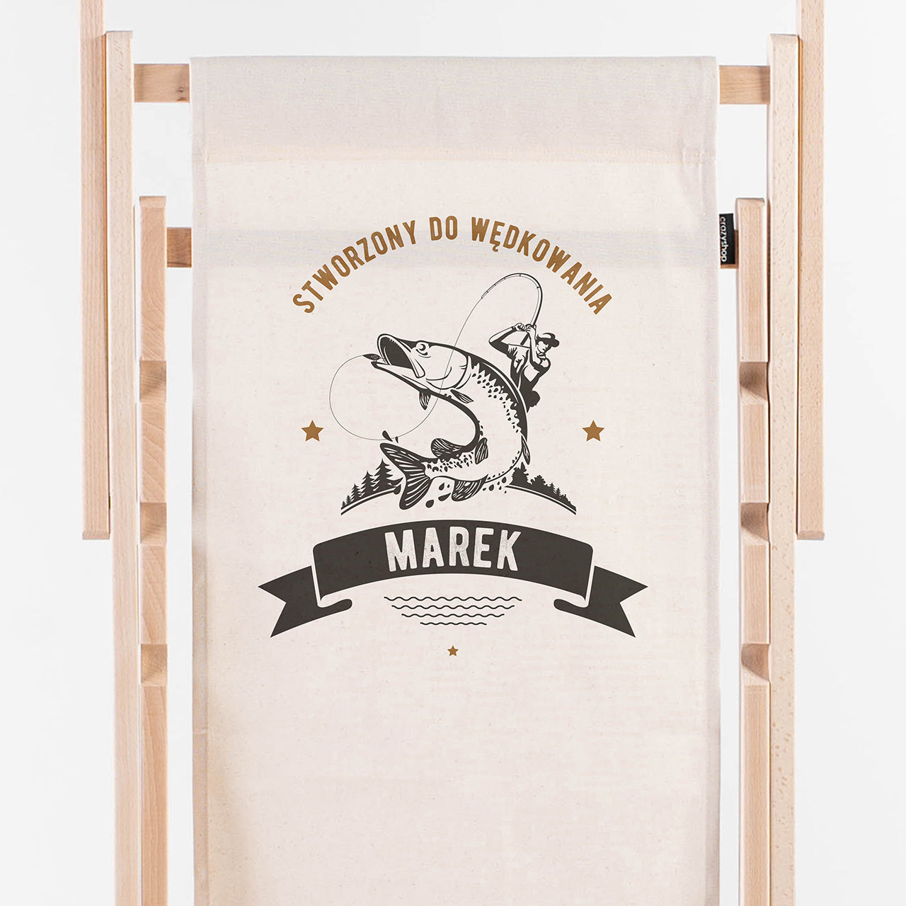 Leżak z nadrukiem - Stworzony do wędkowania - prezent dla wędkarza