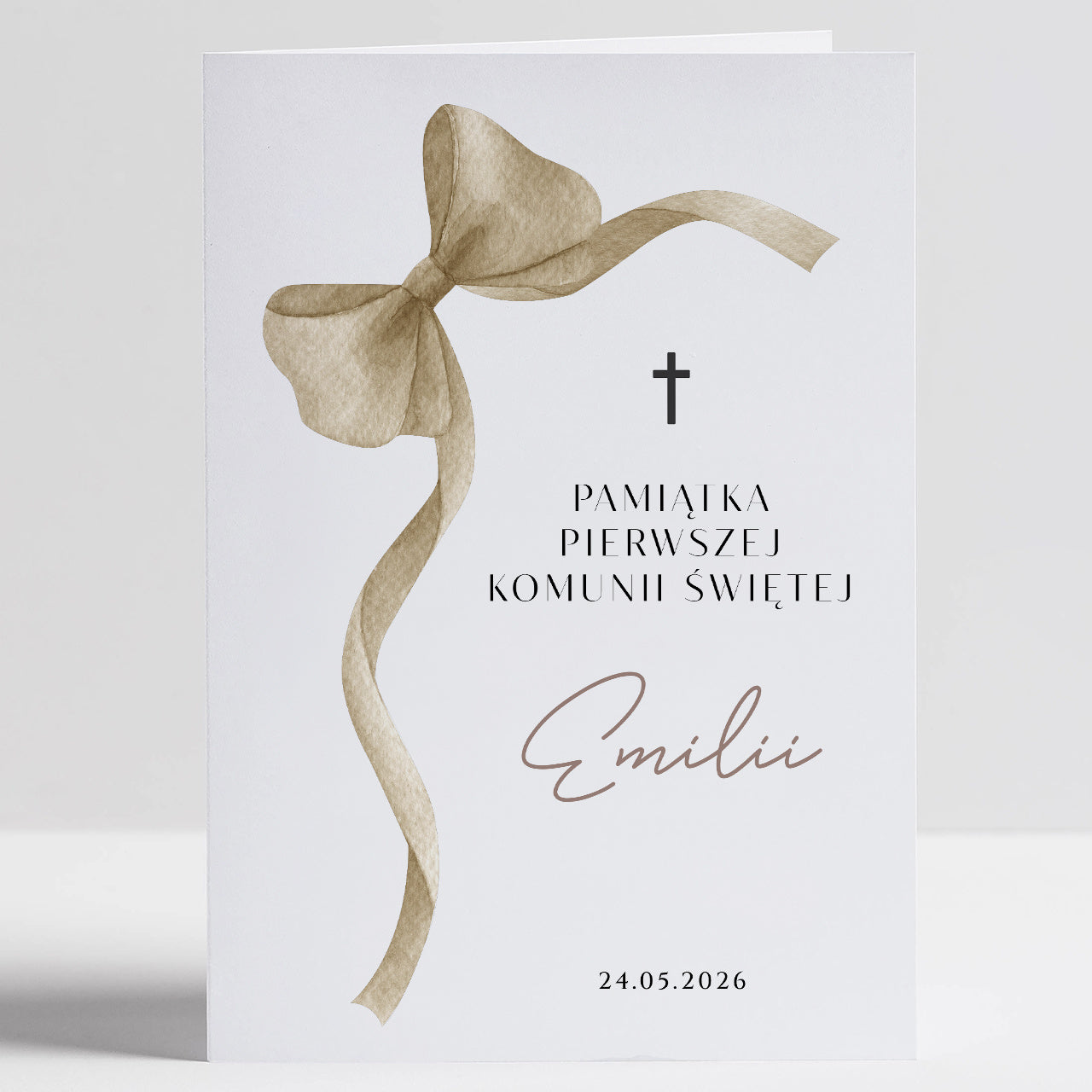 Duża personalizowana kartka na komunię - Kokardka personalizowana kartka komunijna pamiątka komunijna 