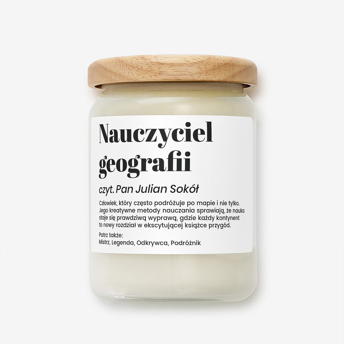Personalizowana świeca na prezent dla nauczyciela geografii - definicja