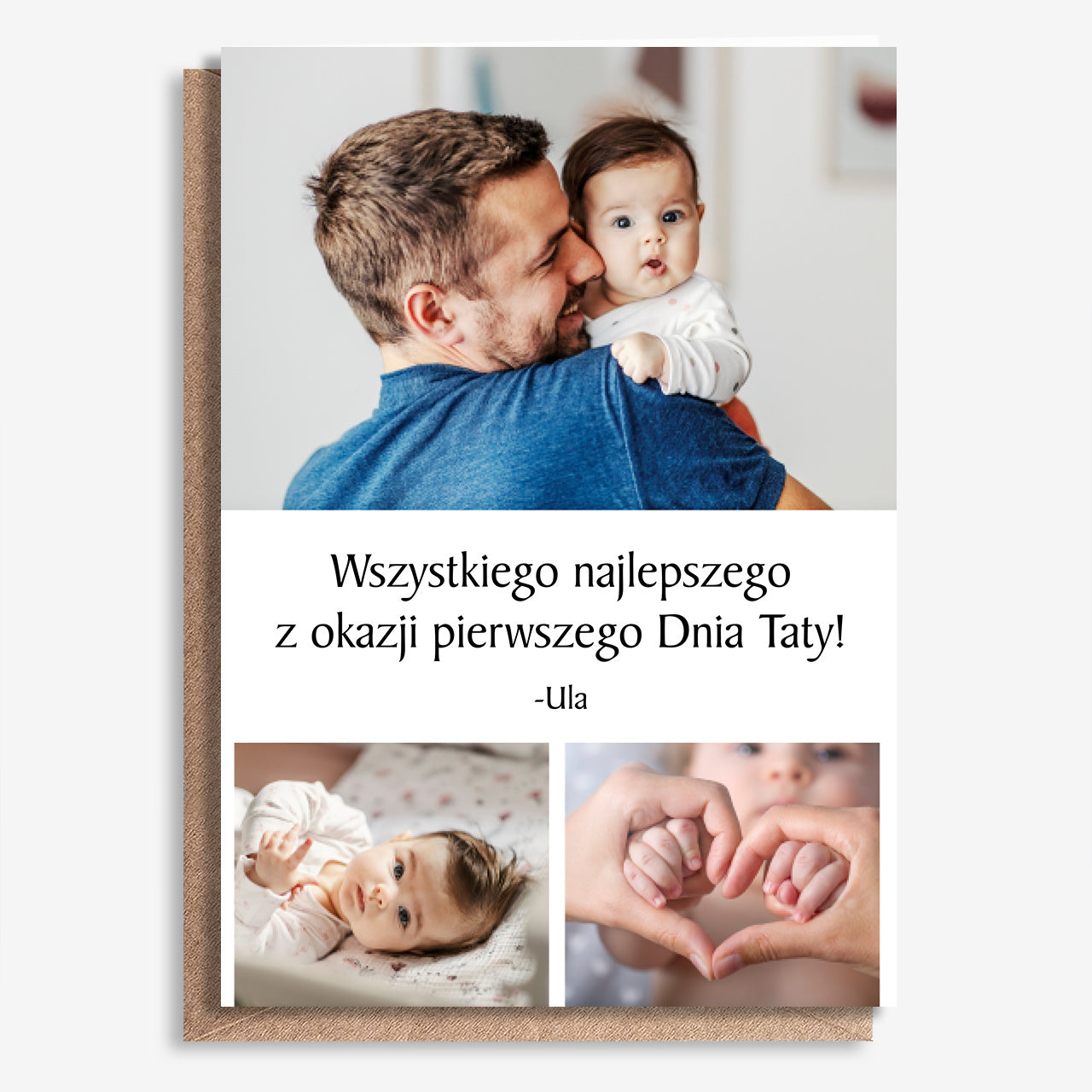 Kartka a4 ze zdjęciami na Pierwszy Dzień Taty