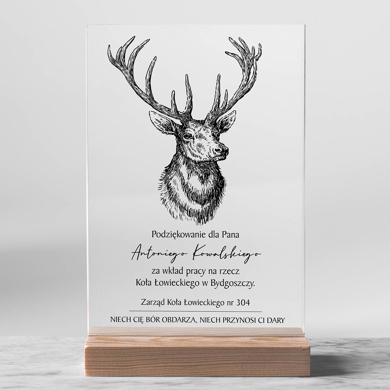 Personalizowana statuetka na podziękowanie dla myśliwego
