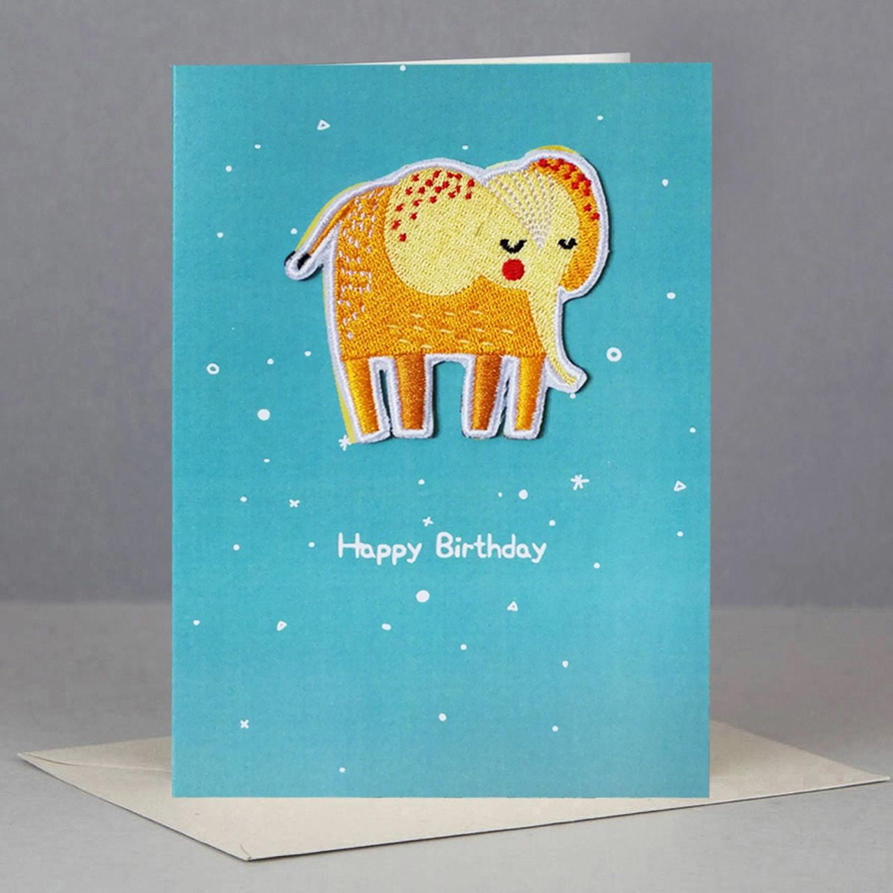 Kartka urodzinowa z naprasowanką dla dziecka ZE SŁONIKIEM kartki na urodziny dziecka