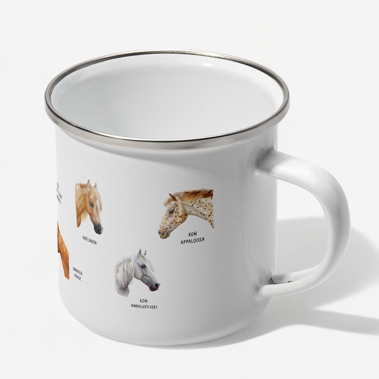 Personalizowany kubek z końmi - prezent dla amazonki kubek emaliowany prezent dla koniary