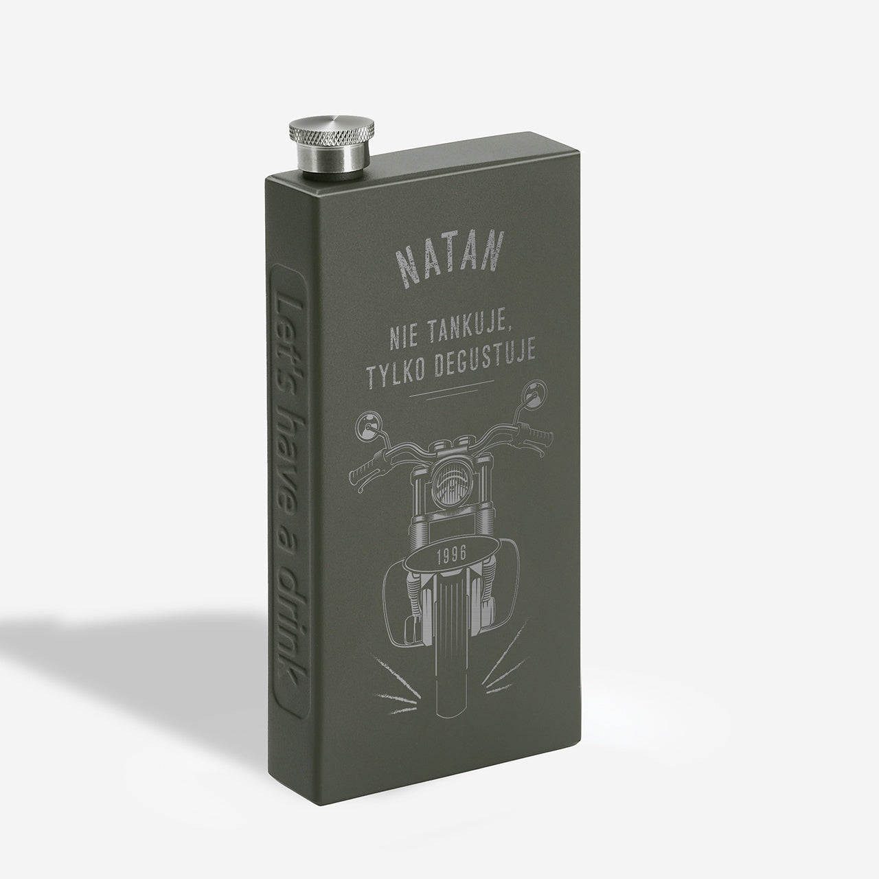 Duża piersiówka na prezent dla harleyowca piersiówka z grawerem dla motocyklisty prezent dla faceta