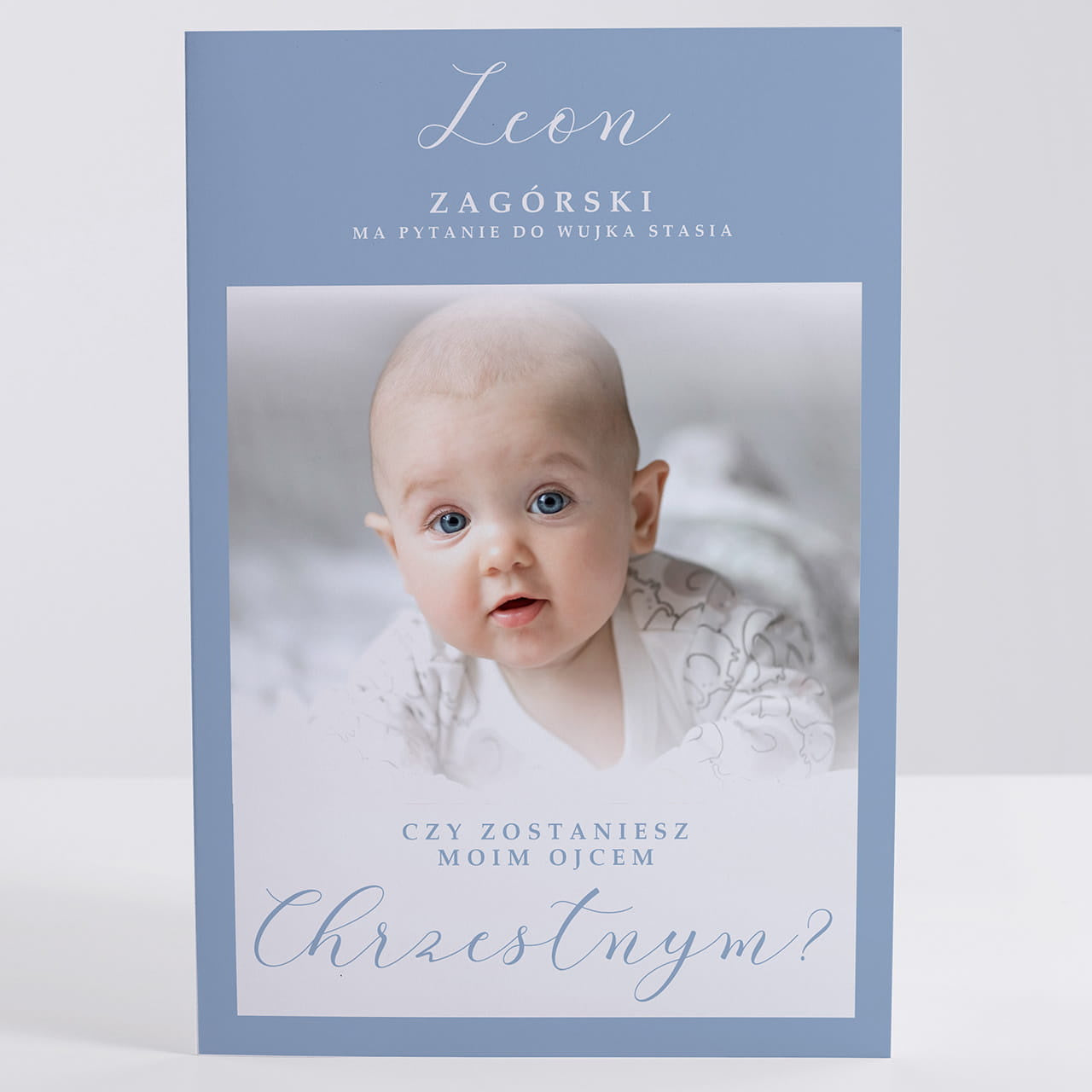 Kartka ze zdjęciem - prośba o bycie chrzestnym prezent dla chrzestnego personalizowana kartka