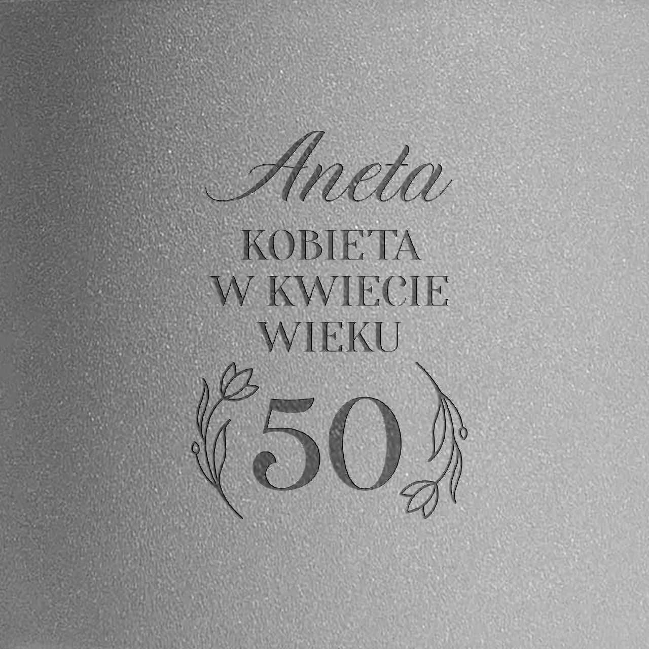 Osłonka z grawerem na doniczkę - prezent na 50 urodziny