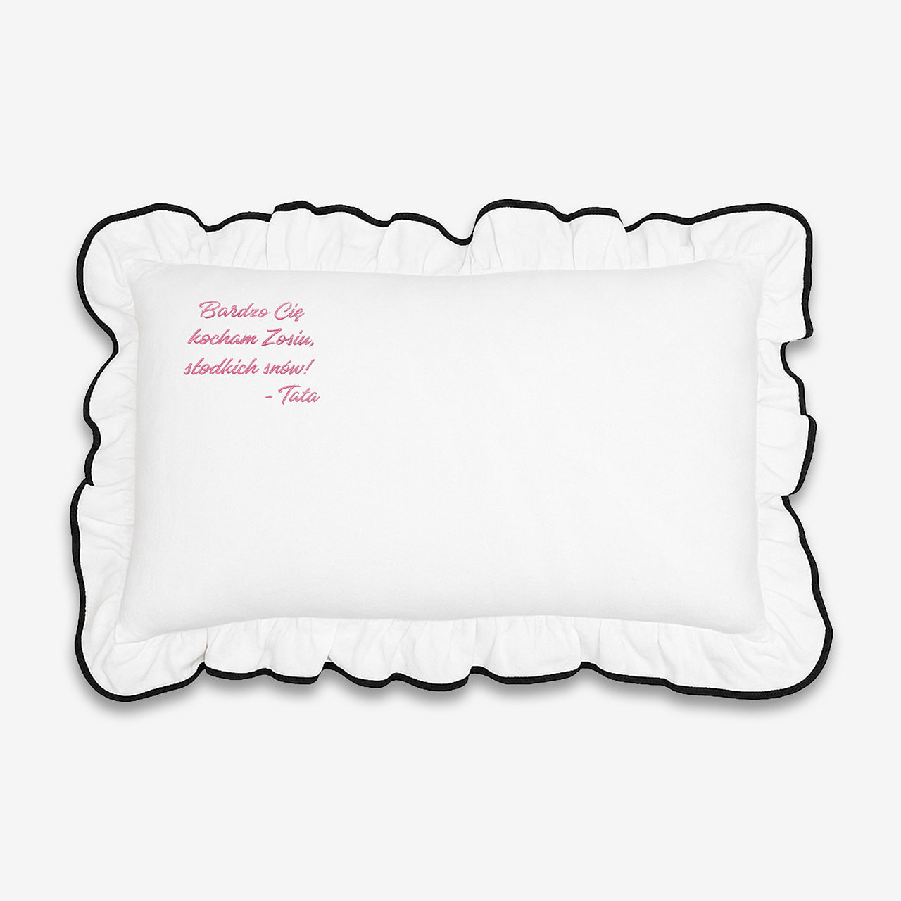 Haftowana poduszka z falbanką - prezent dla córki od taty poduszka haftowana poduszka na prezent 