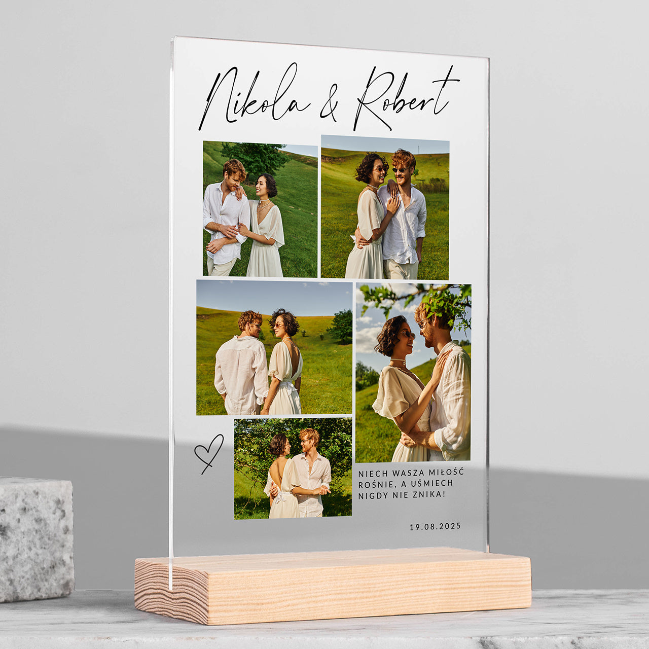 Statuetka na Ślub - prezent ze zdjęciami prezent ślubny dla pary personalizowany prezent ślubny