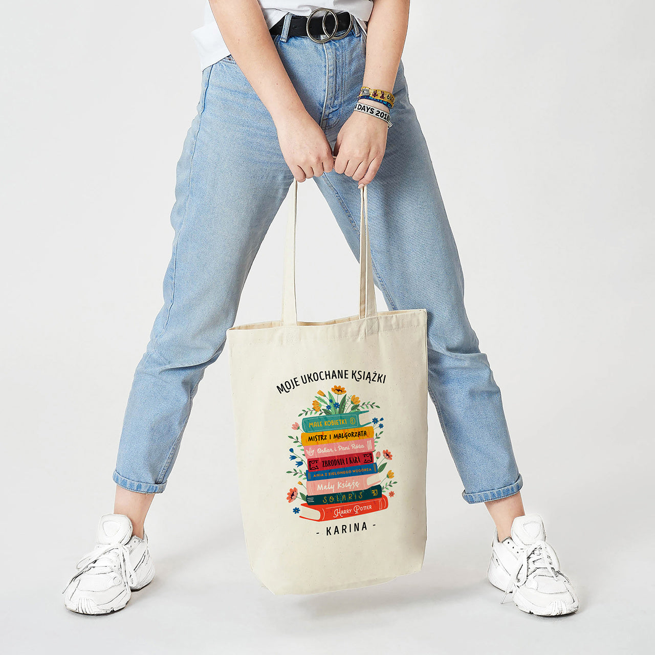 Bawełniana torba personalizowana na książki prezent dla mola książkowego personalizowana torba