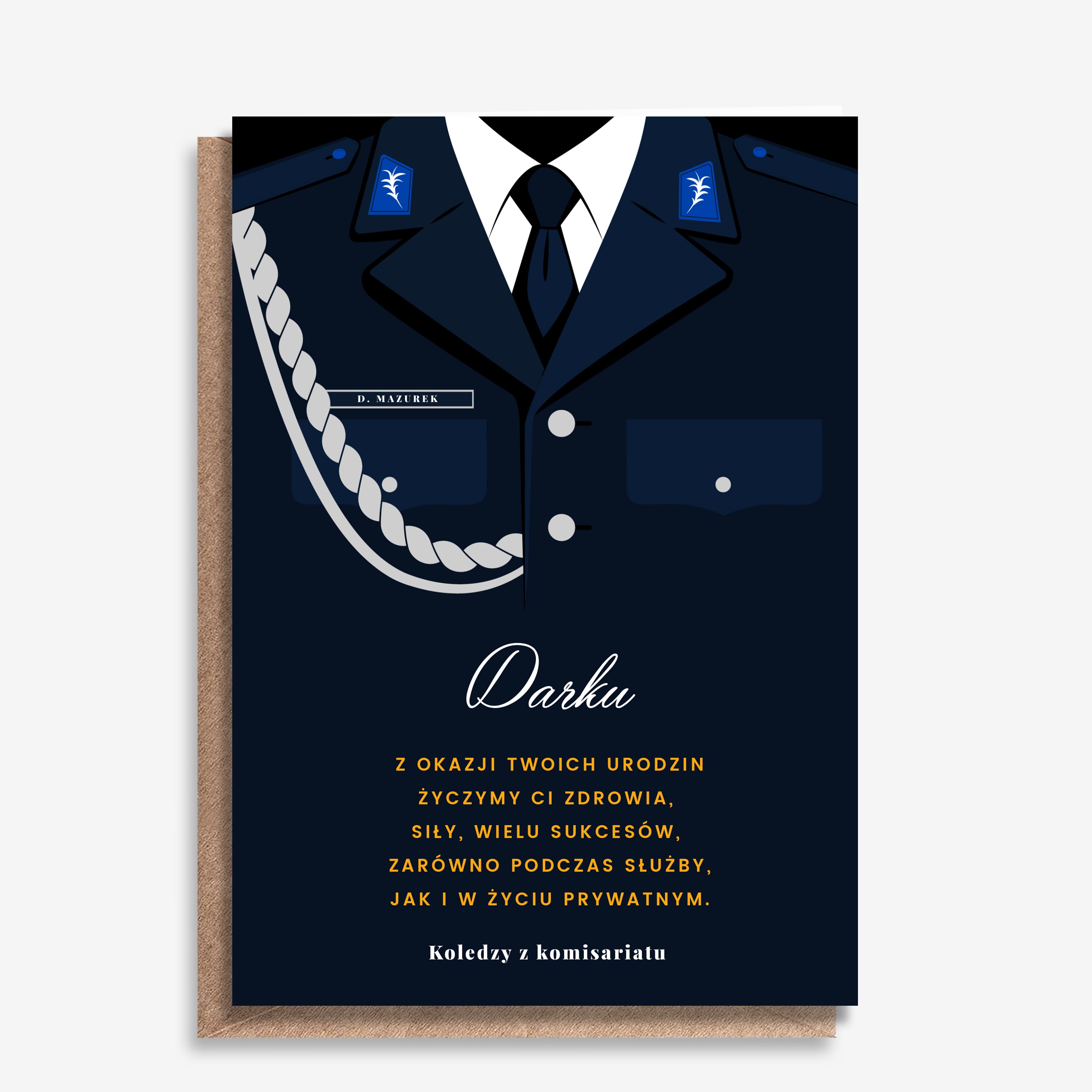 Personalizowana kartka na urodziny dla policjanta prezent dla policjanta kartka personalizowana