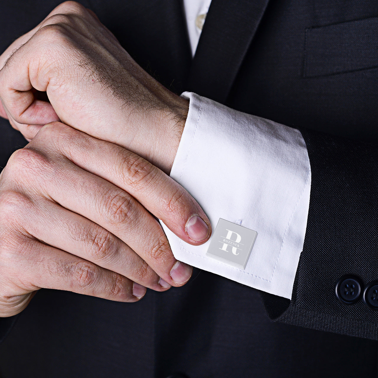 Grawerowane spinki do mankietów - Monogram - prezent dla mężczyzny