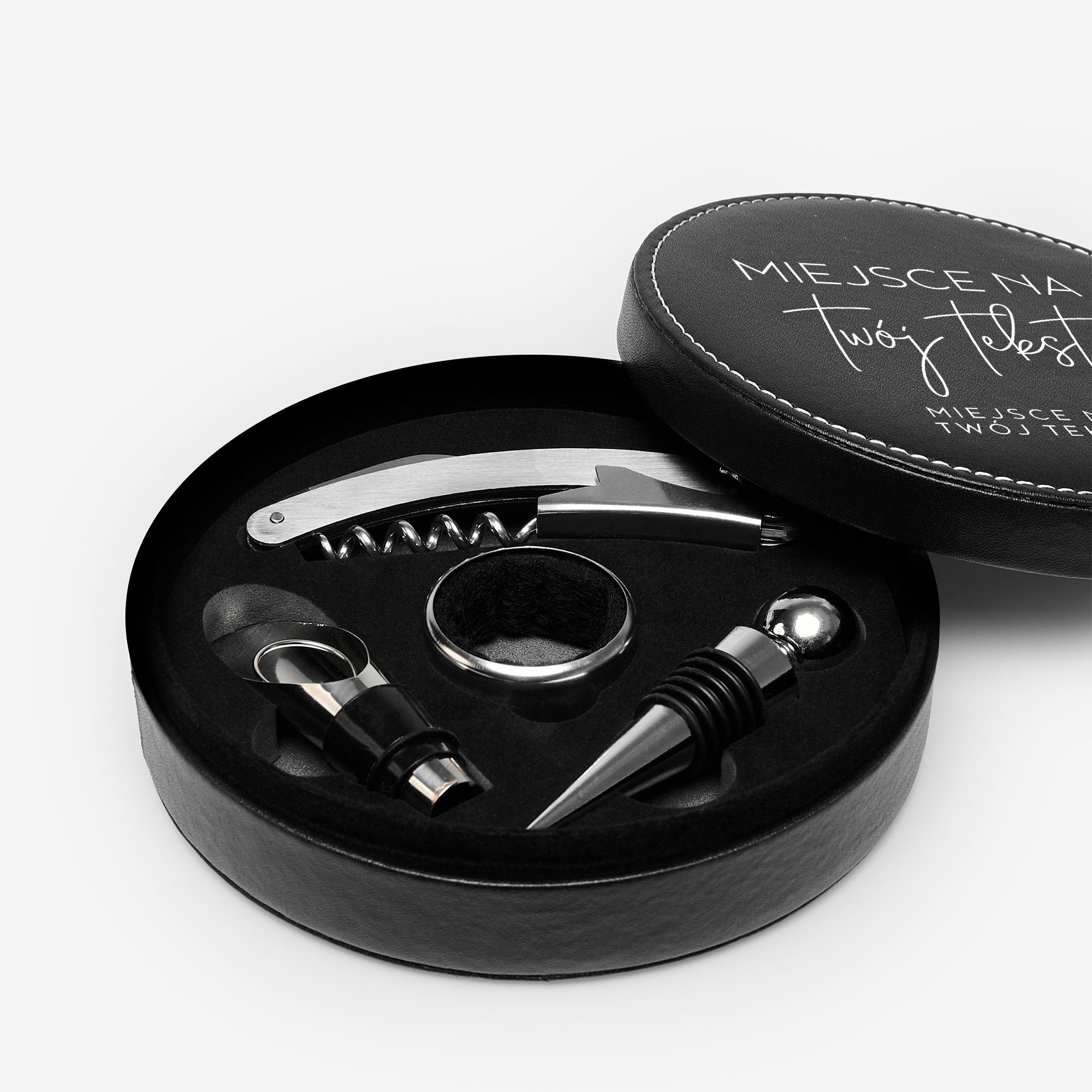 Personalizowany zestaw akcesoriów do wina - Twój tekst