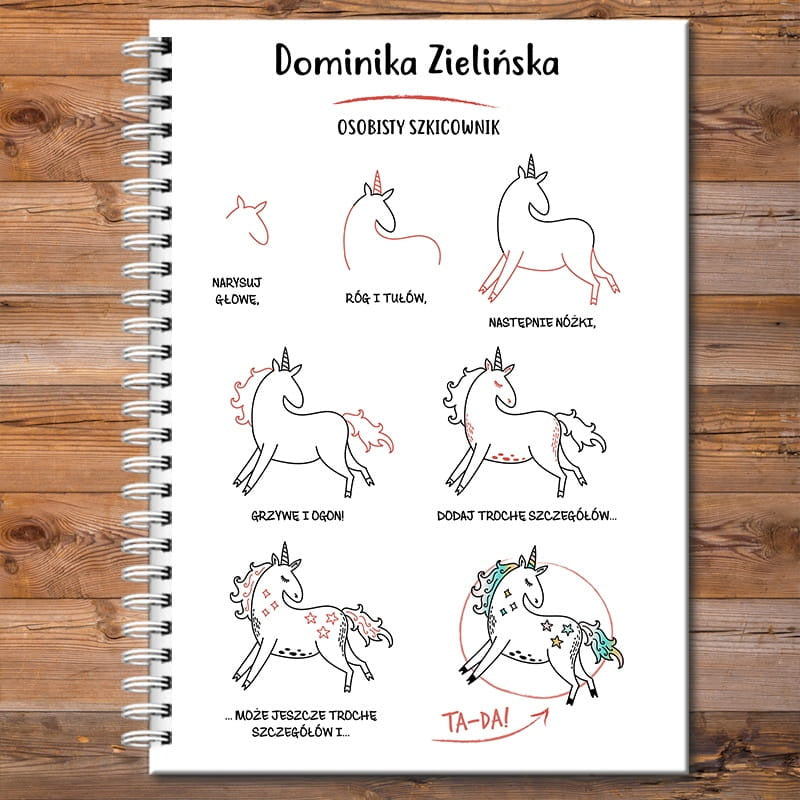 Personalizowany notatnik z jednorożcem dla koleżanki z klasy