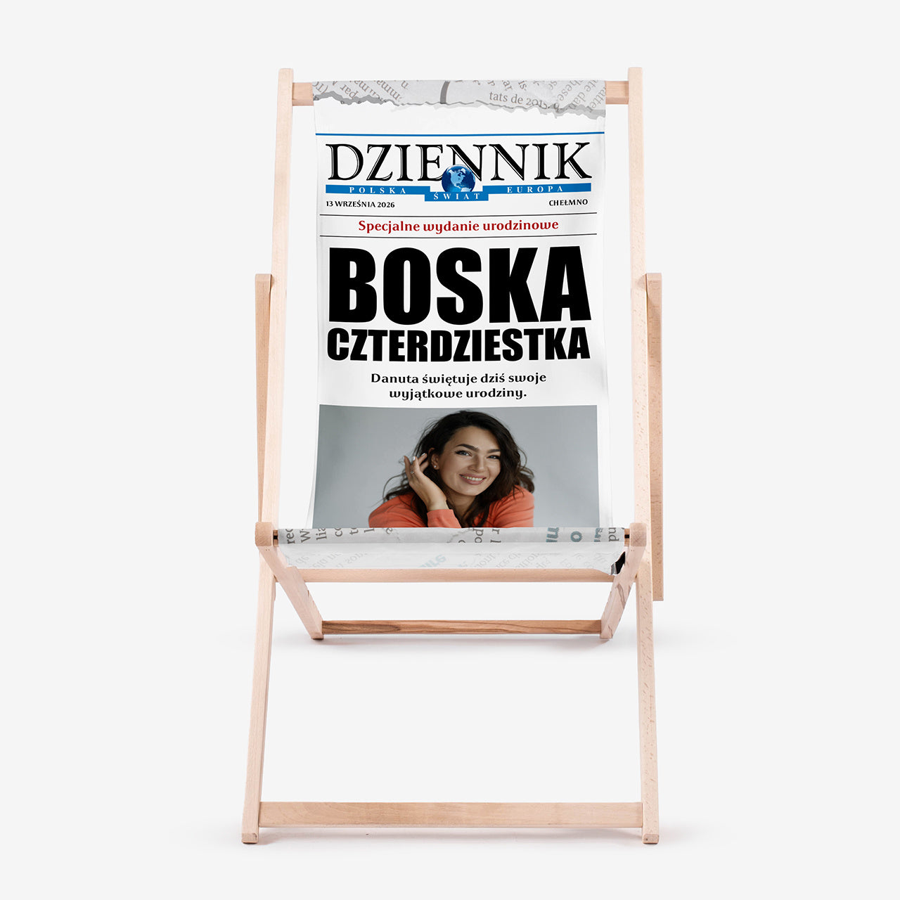 Leżak ze zdjęciem na urodziny - personalizowany prezent