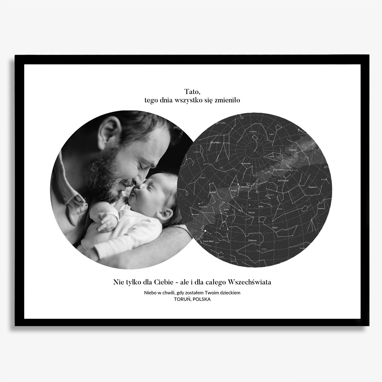 Plakat dla taty - mapa gwiazd wyjątkowy prezent dla Taty prezent na Dzień Taty plakat ze zdjęciem