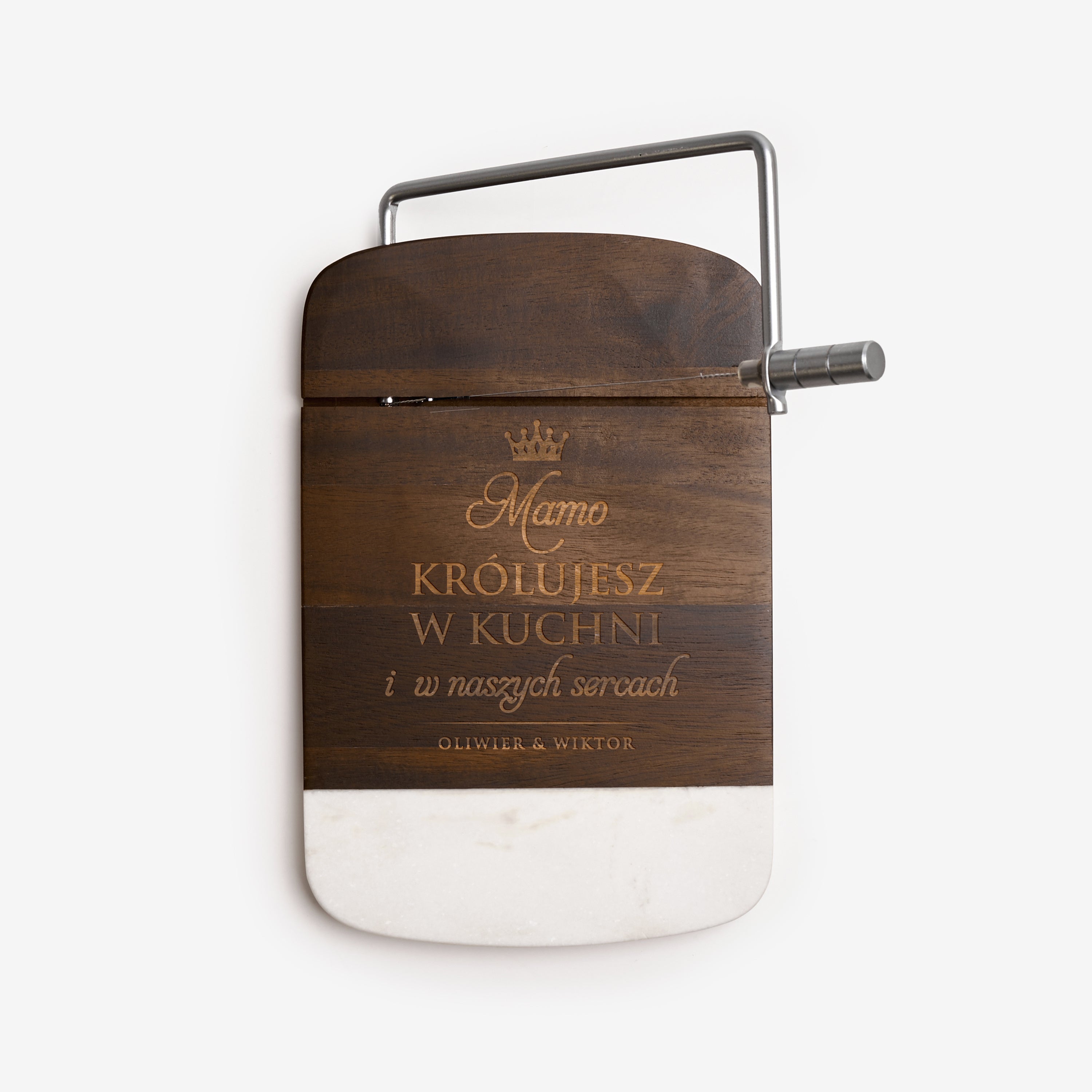 Grawerowana deska do serów z gilotyną na prezent dla mamy prezent do kuchni dla mamy prezent dla mamy do kuchni
