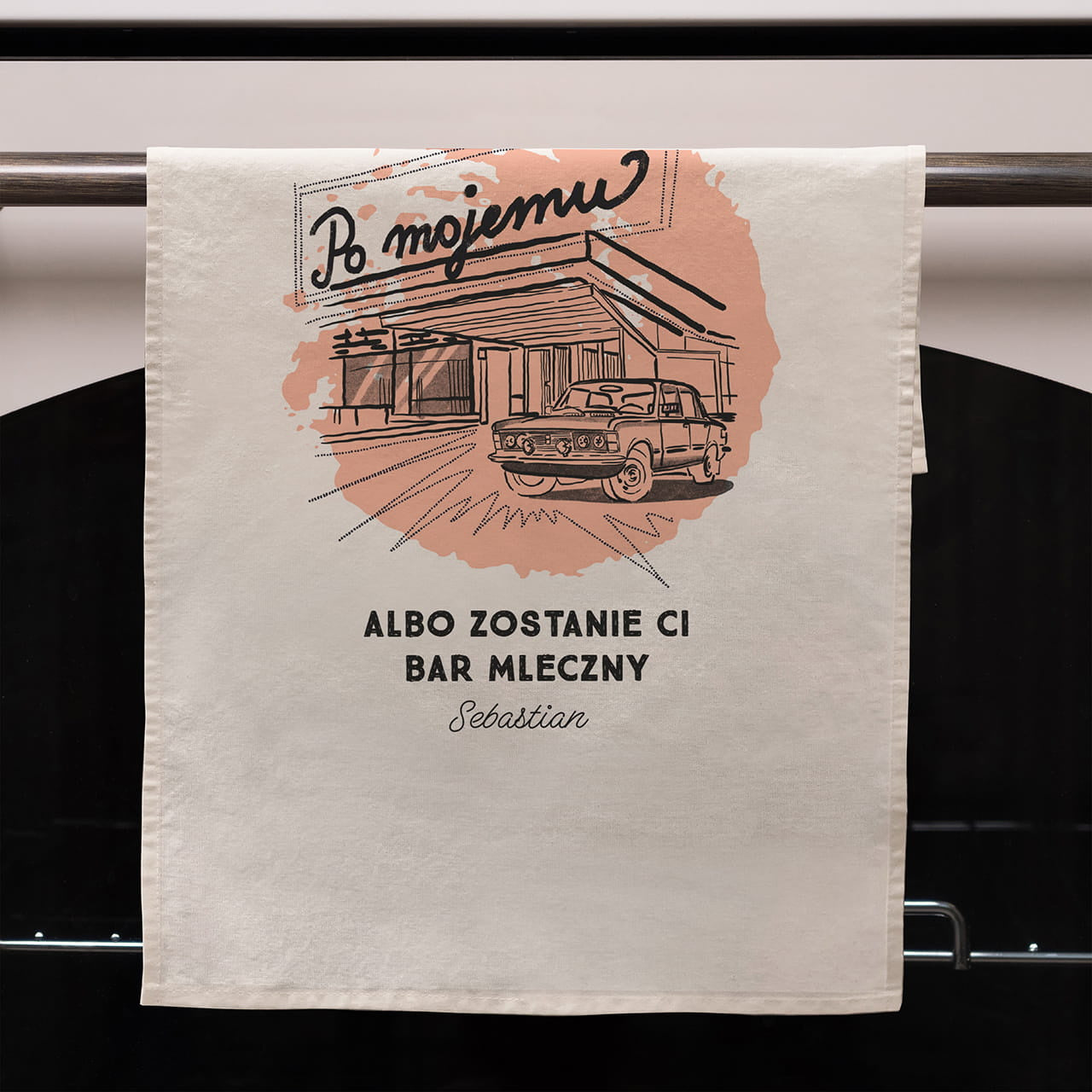Personalizowany ręcznik kuchenny - prezent w stylu prl ręcznik z nadrukiem prezent prl ręcznik personalizowany