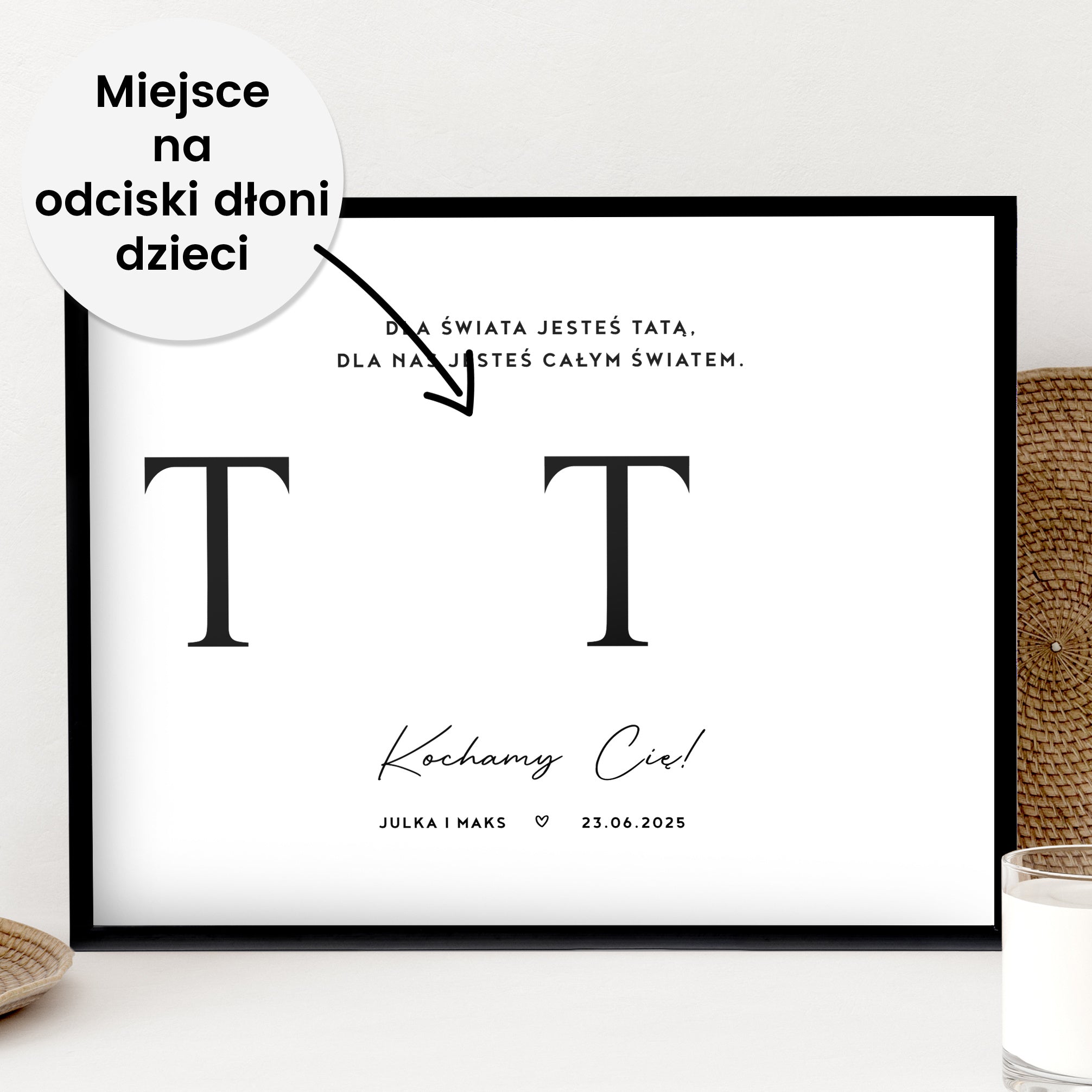 Plakat od dzieci na Dzień Ojca - odcisk dłoni plakat personalizowany na Dzień Taty prezent dla Taty na Dzień Taty