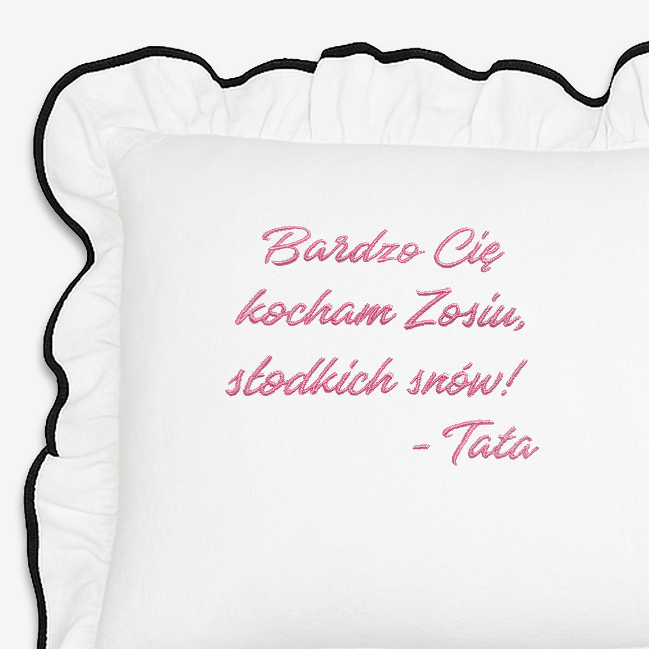 Haftowana poduszka z falbanką - prezent dla córki od taty poduszka haftowana poduszka na prezent 