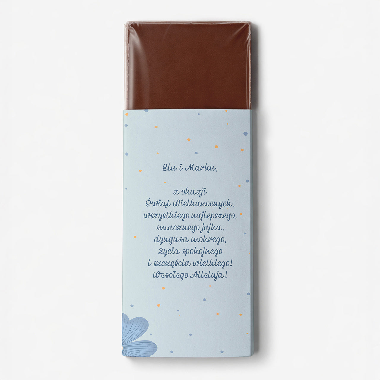  Personalizowana czekolada wielkanocna – słodki prezent na Wielkanoc, upominek świąteczny z napisem. 