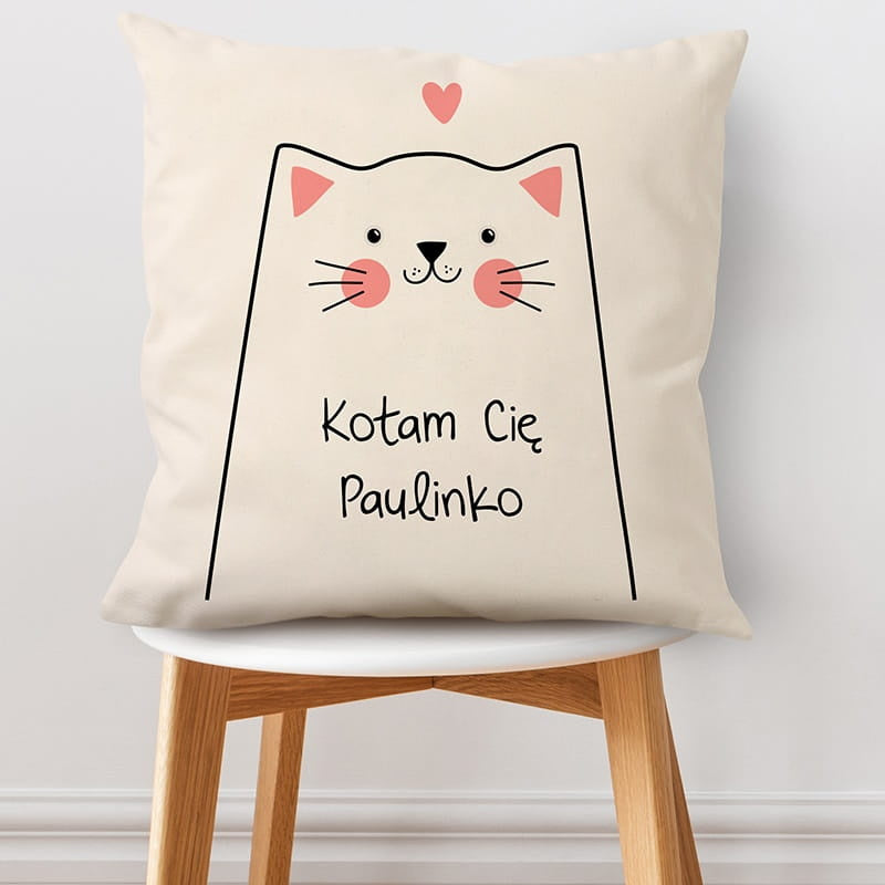 Poduszka dla niej z kotem - kotam Cię prezent dla niej prezent dla kociary prezent dla miłośniczki kotów