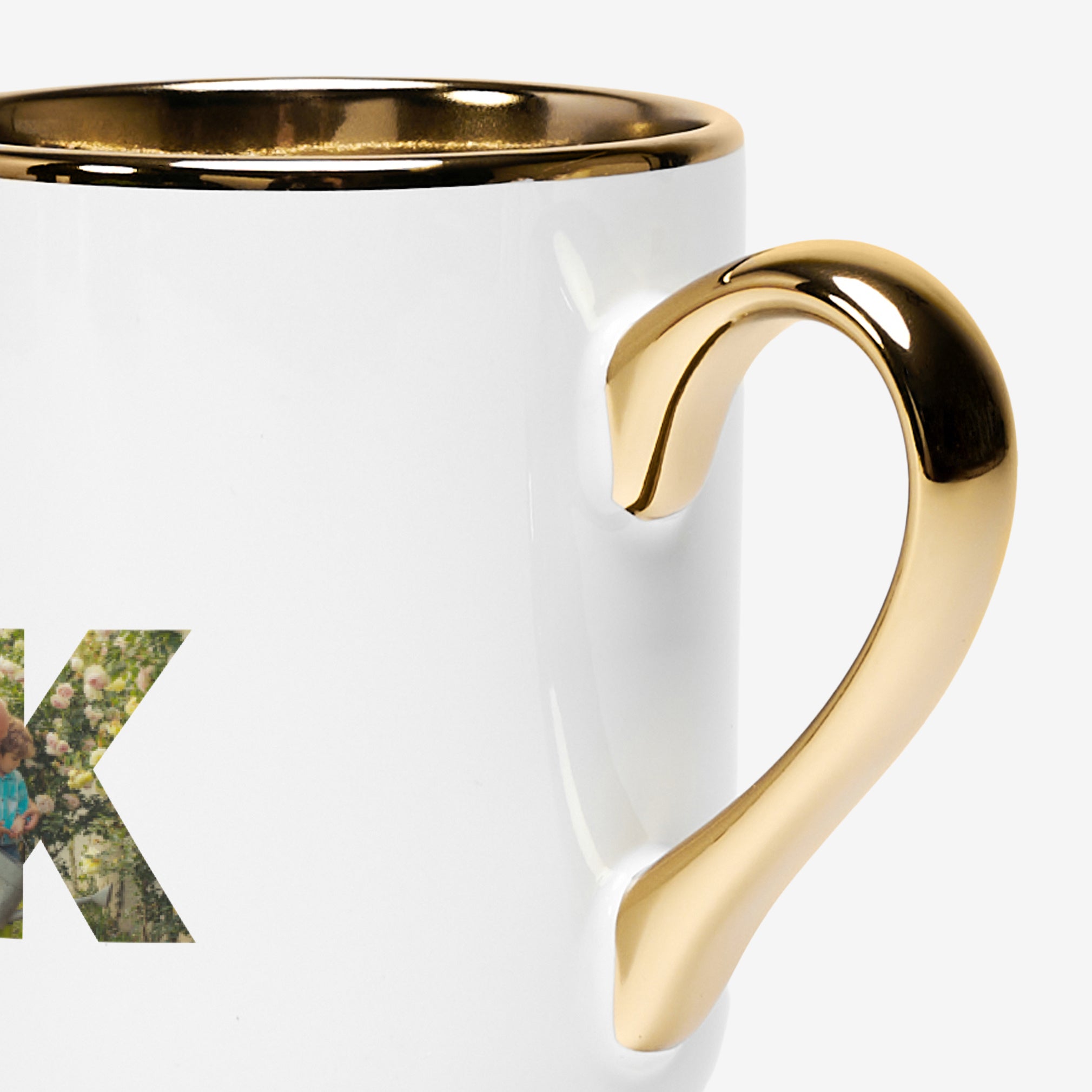 Biało-złoty kubek - prezent dla dziadka 