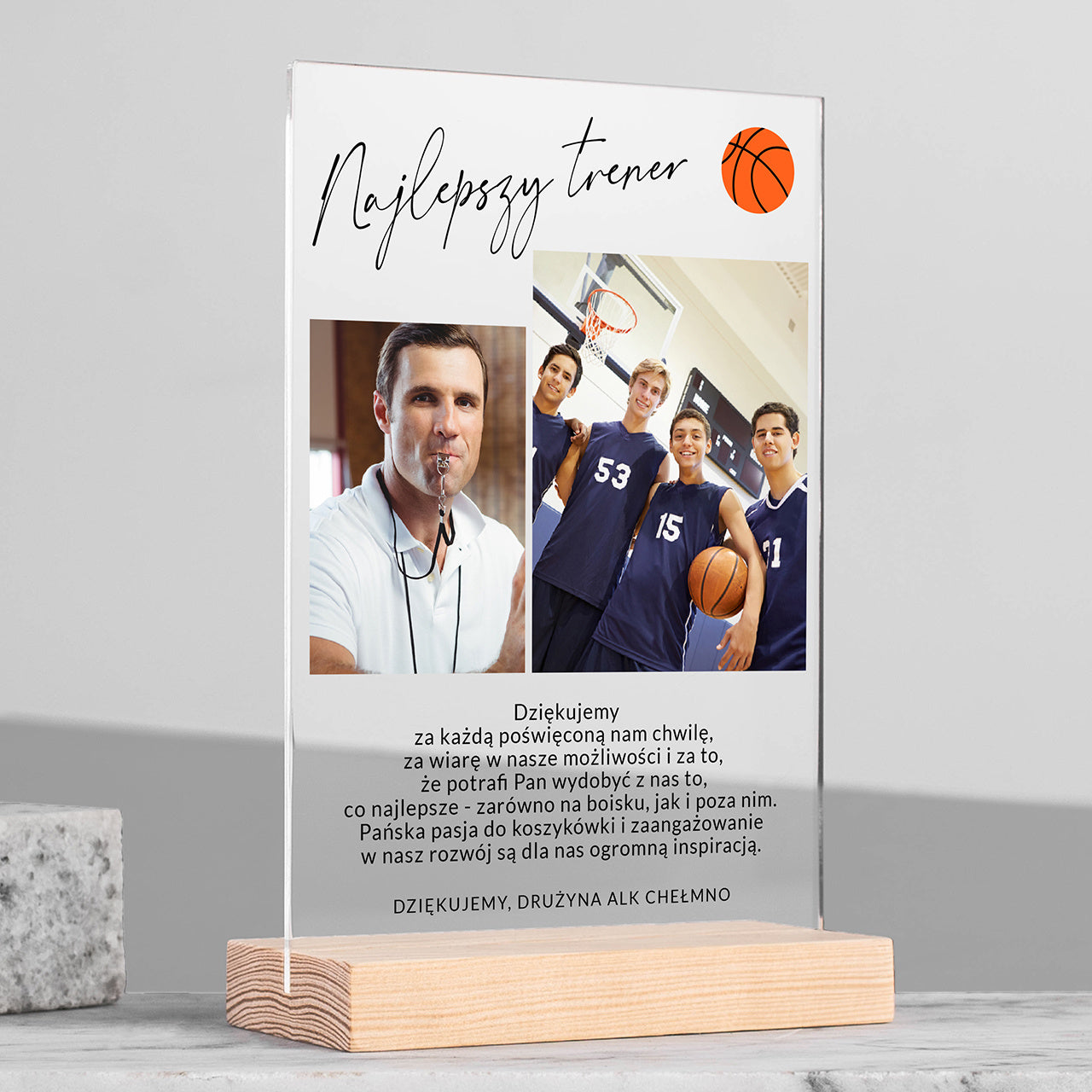 Personalizowana statuetka - prezent dla trenera koszykówki statuetka dla trenera pamiątka dla trenera