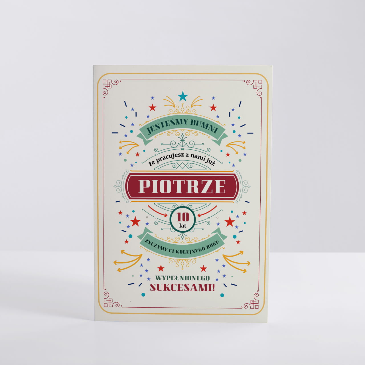 Gratulacyjna kartka na jubileusz pracy w firmie upominek dla pracownika kartka personalizowana