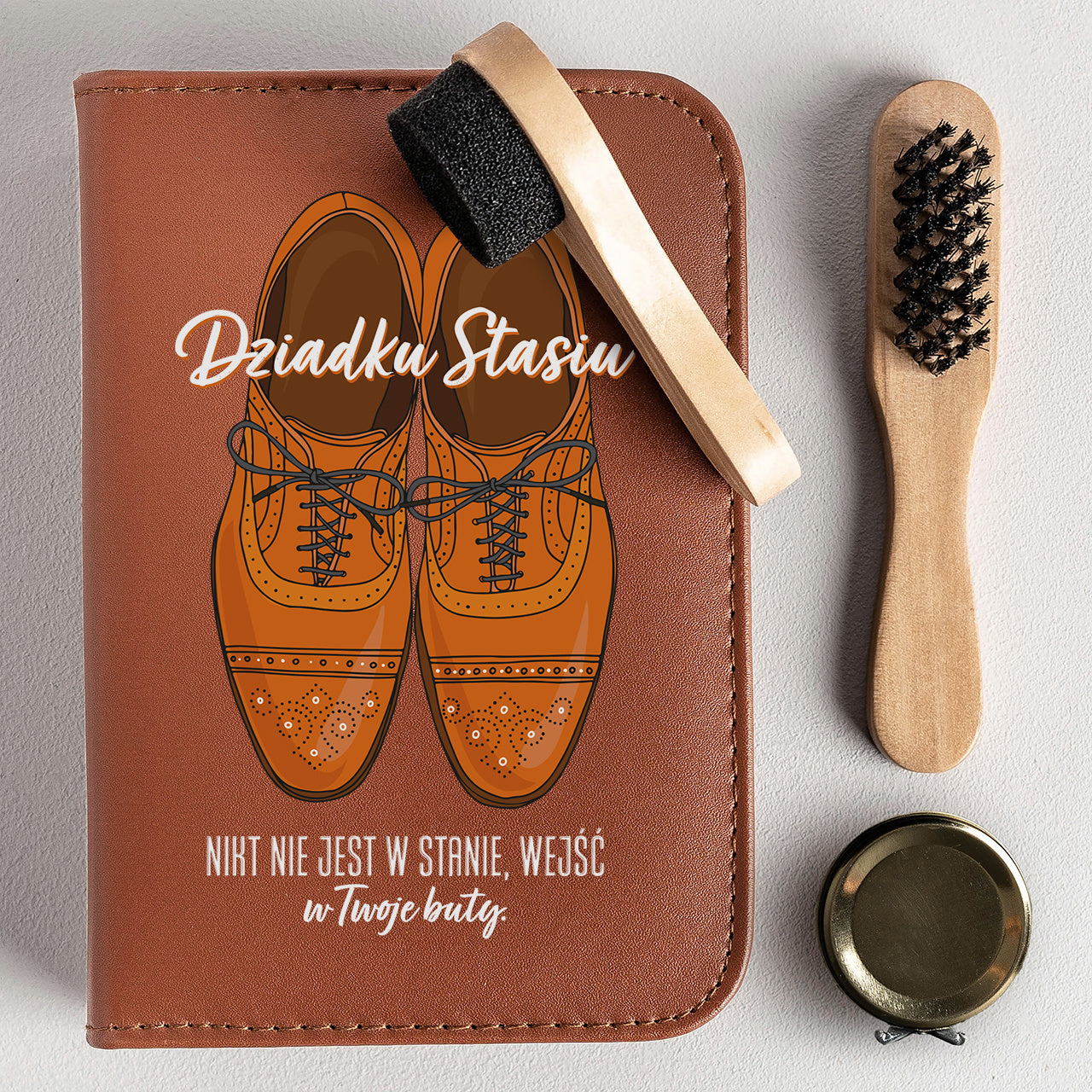 Zestaw do czyszczenia butów w personalizowanym etui dla dziadka
