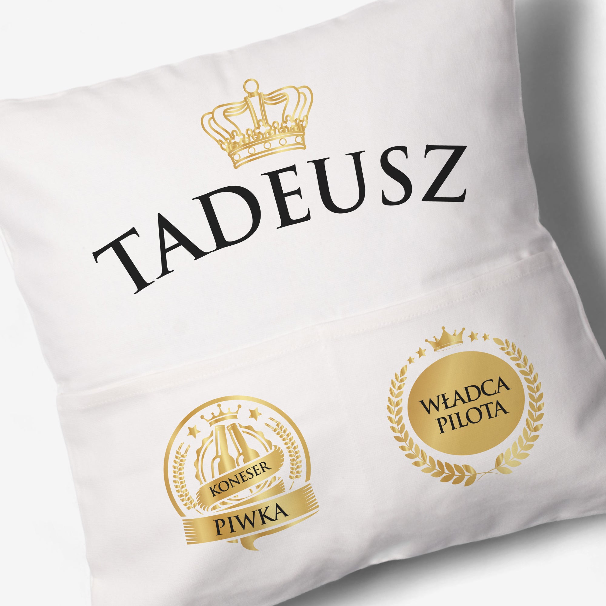 Personalizowana poduszka z kieszeniami - śmieszny prezent dla faceta poduszka personalizowana poduszka z nadrukiem prezent dla chłopaka