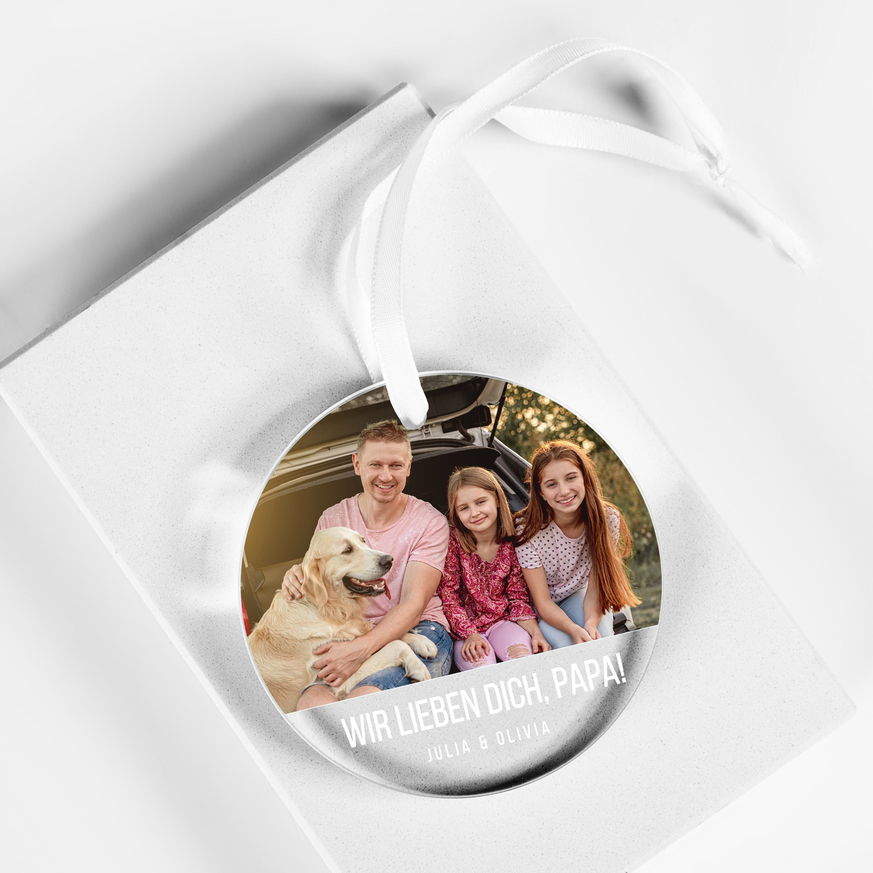 Glasanhänger mit Foto – Geschenk für Papa