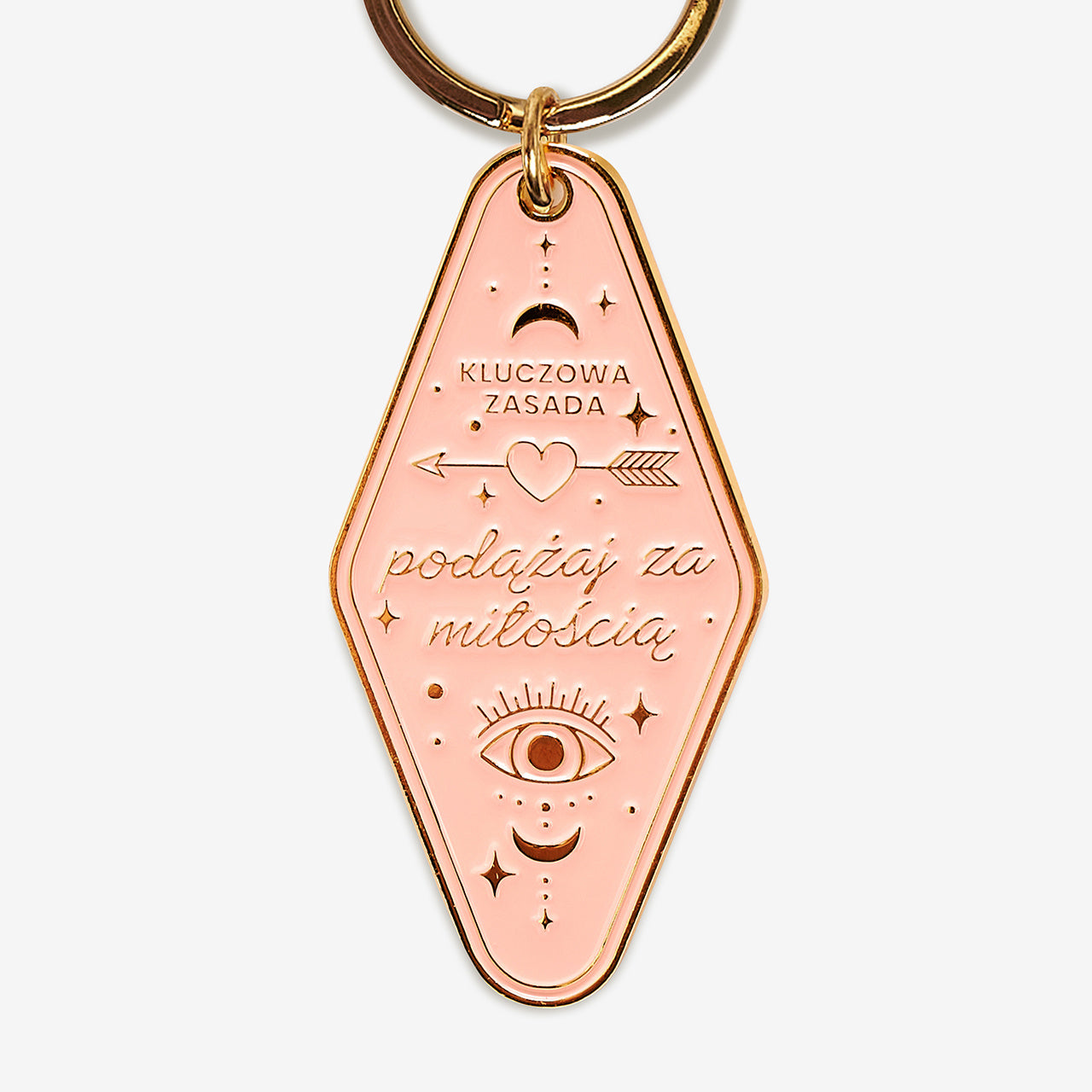 Breloczek emaliowany na prezent dla przyjaciółki - Podążaj za miłością breloczek na urodziny dla przyjaciółki