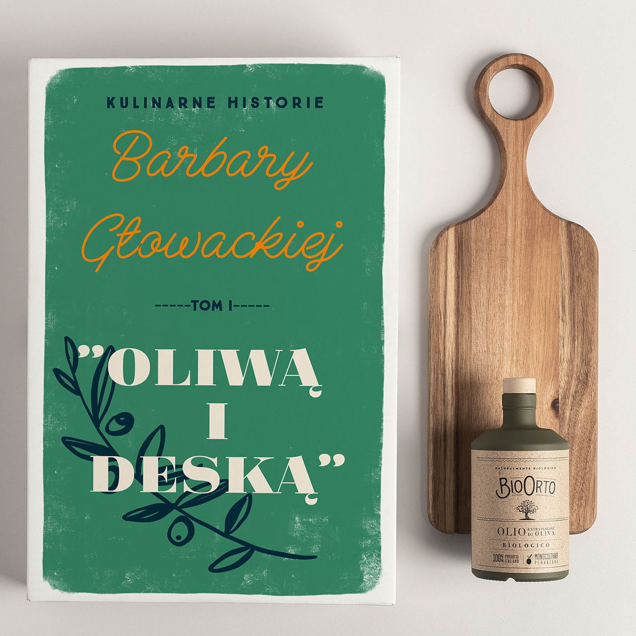 Akacjowa deska z włoską oliwą na prezent dla kucharza