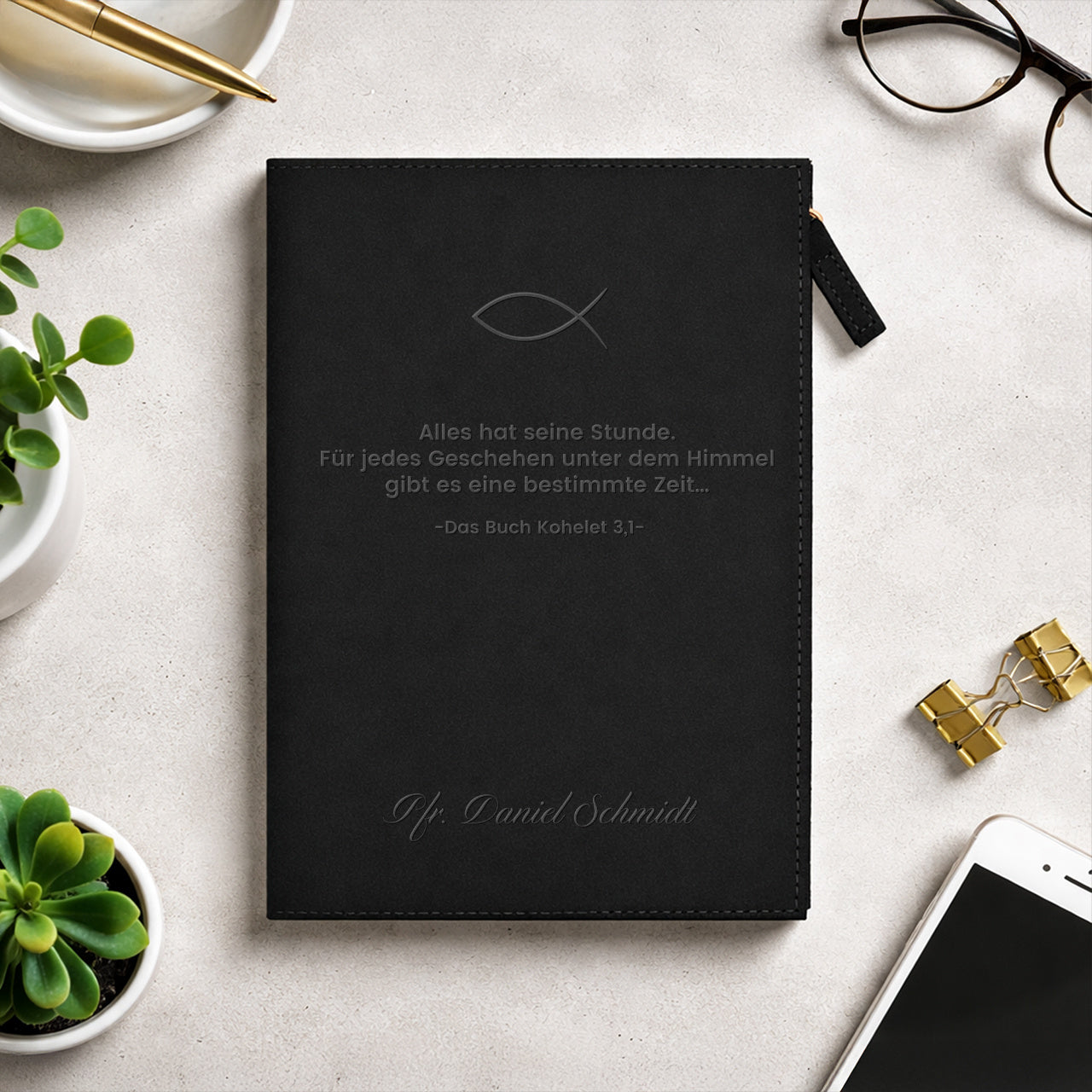 Graviertes Notizbuch- Geschenk für einen Pfarrer