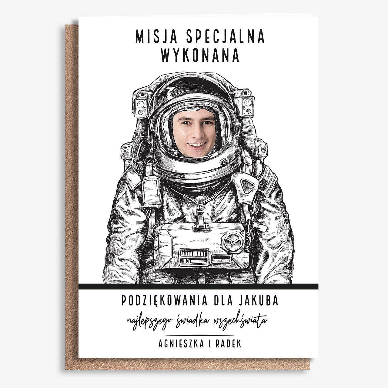 Kartka XXL dla świadka ze zdjęciem kartka personalizowana prezent dla świadka oryginalna kartka ze zdjęciem